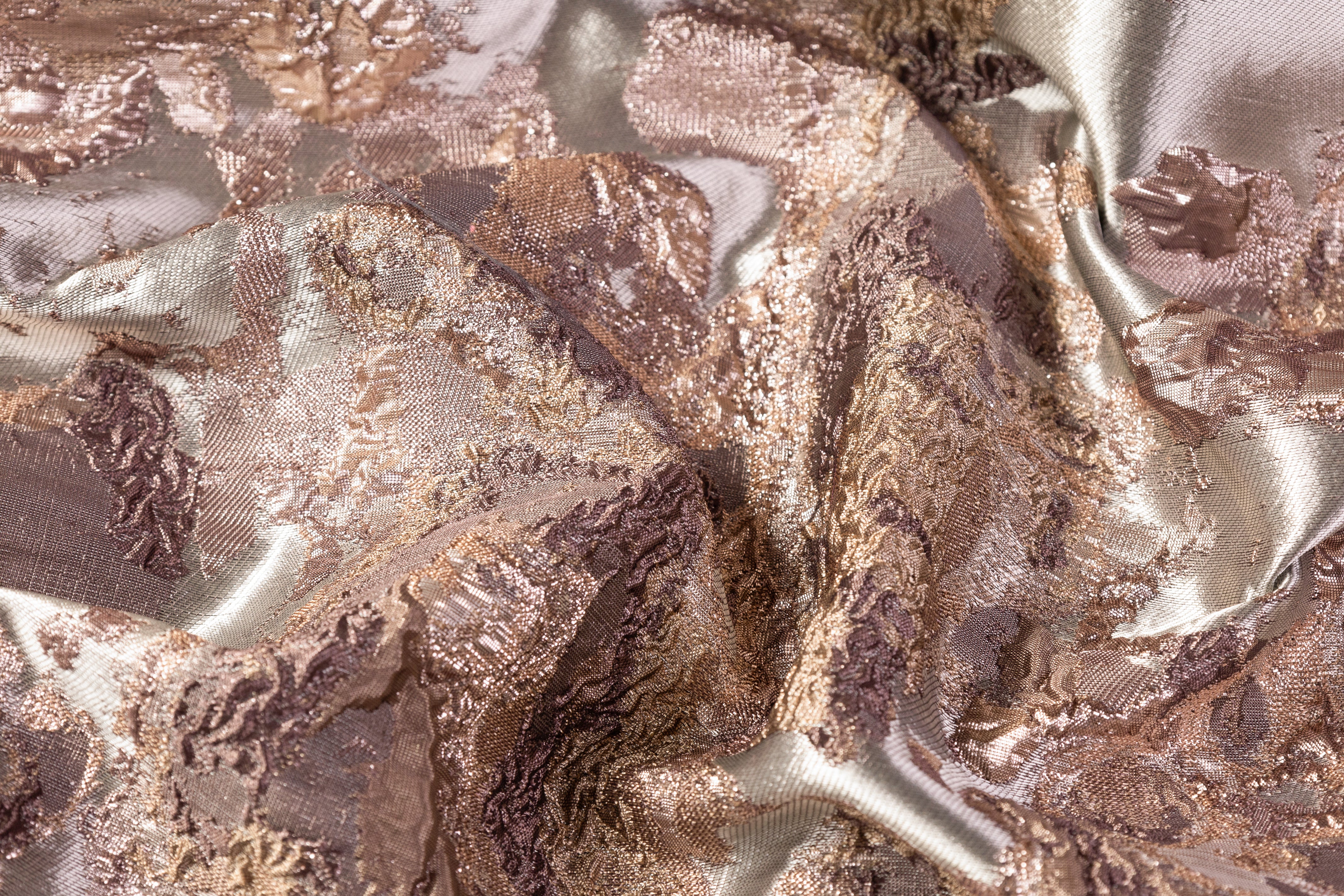 Abstract Metallic Cloqué Brocade - Mauve / Taupe