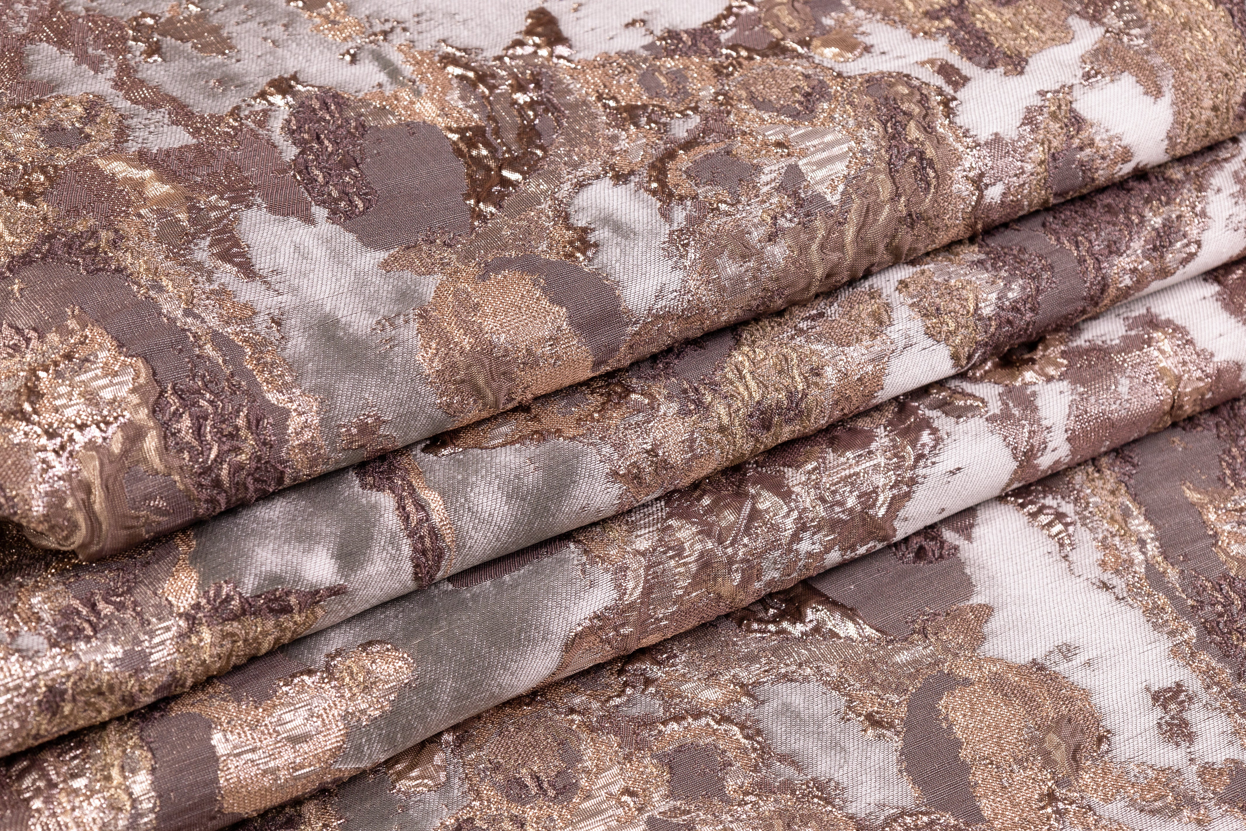 Abstract Metallic Cloqué Brocade - Mauve / Taupe