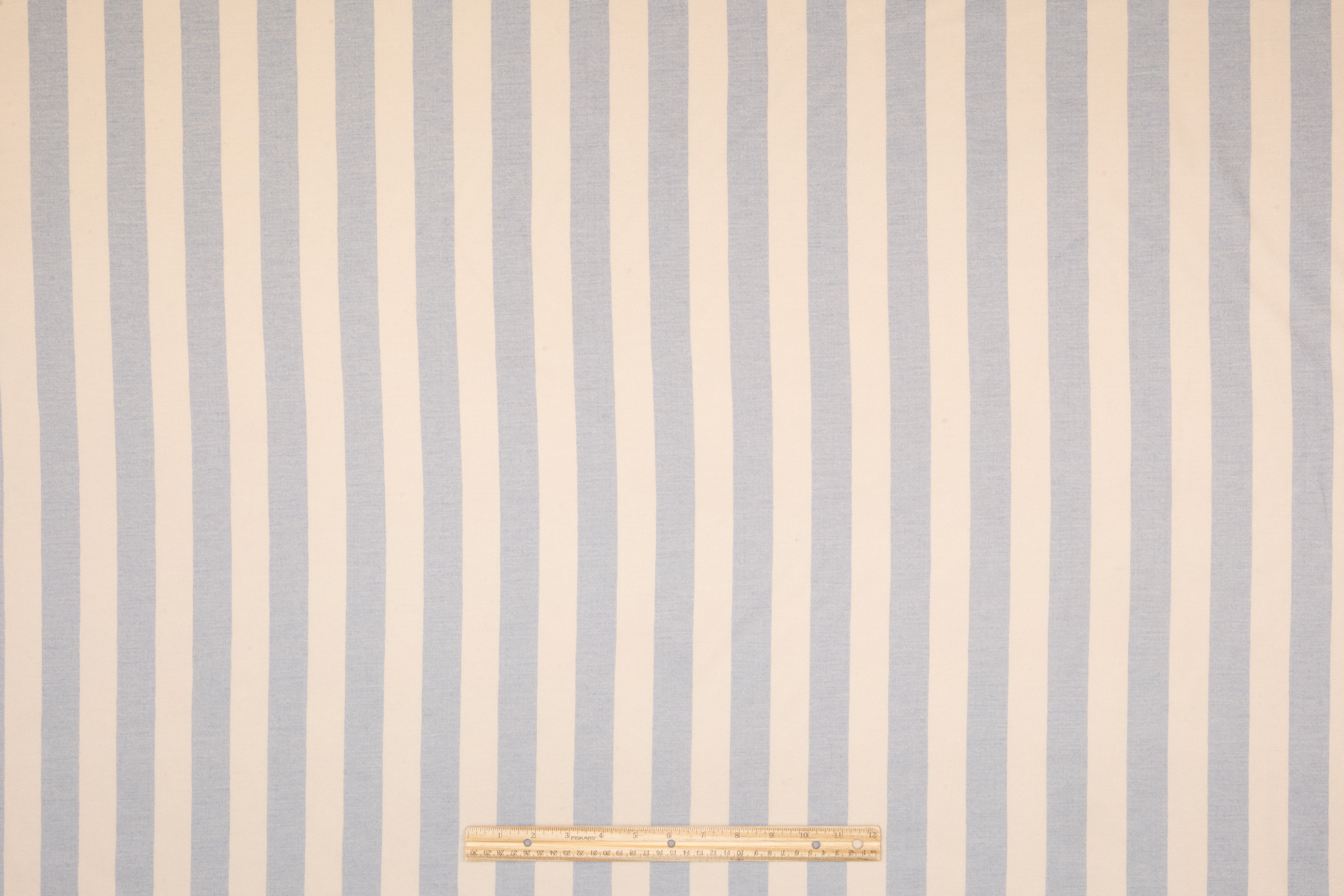 Striped Italian Wool Flannel - Blue / Eggshell