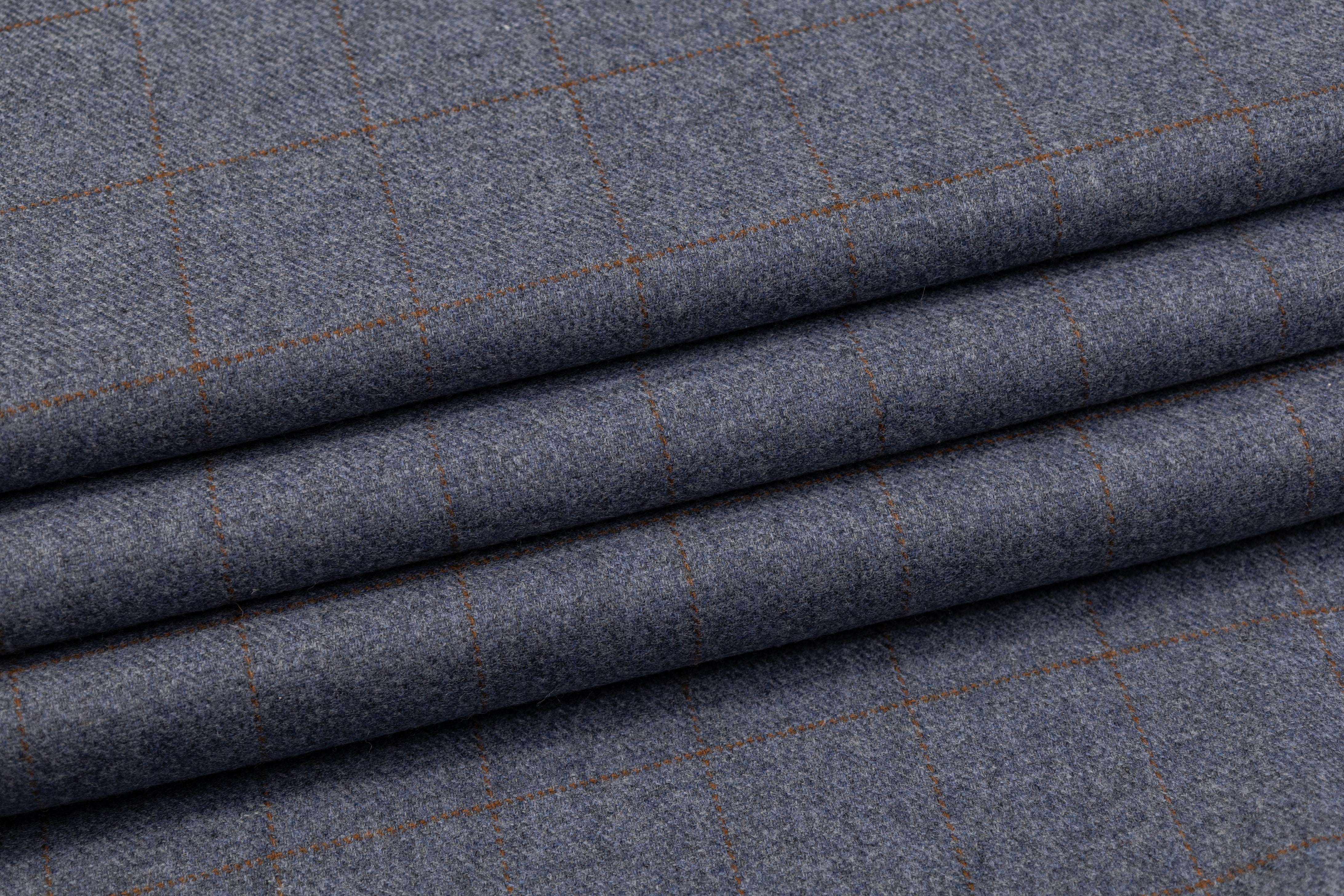 Ermenegildo Zegna - Windowpane Italian Wool Suiting - Blue Gray