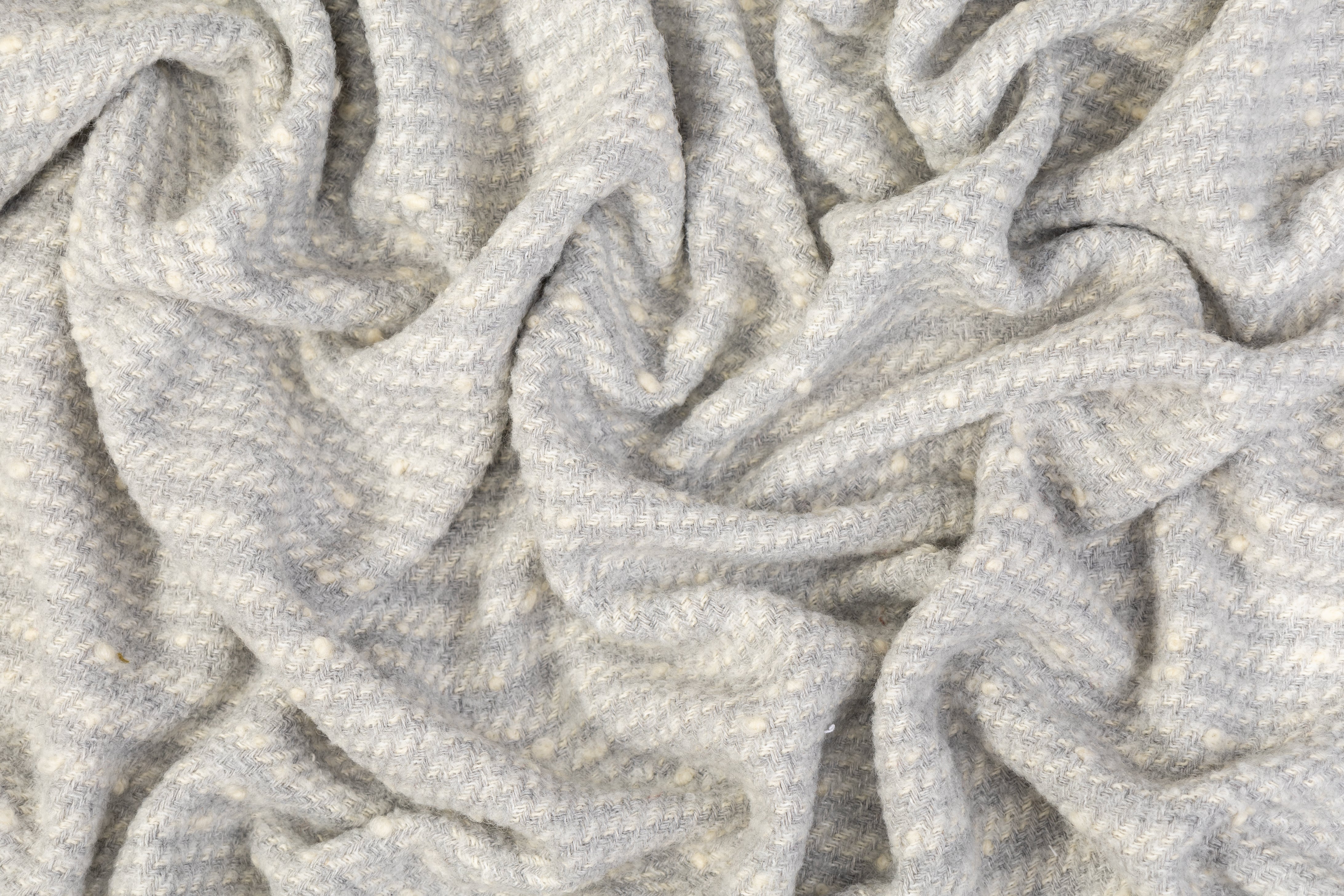 Wool Blend Tweed Boucle - Gray / Ivory