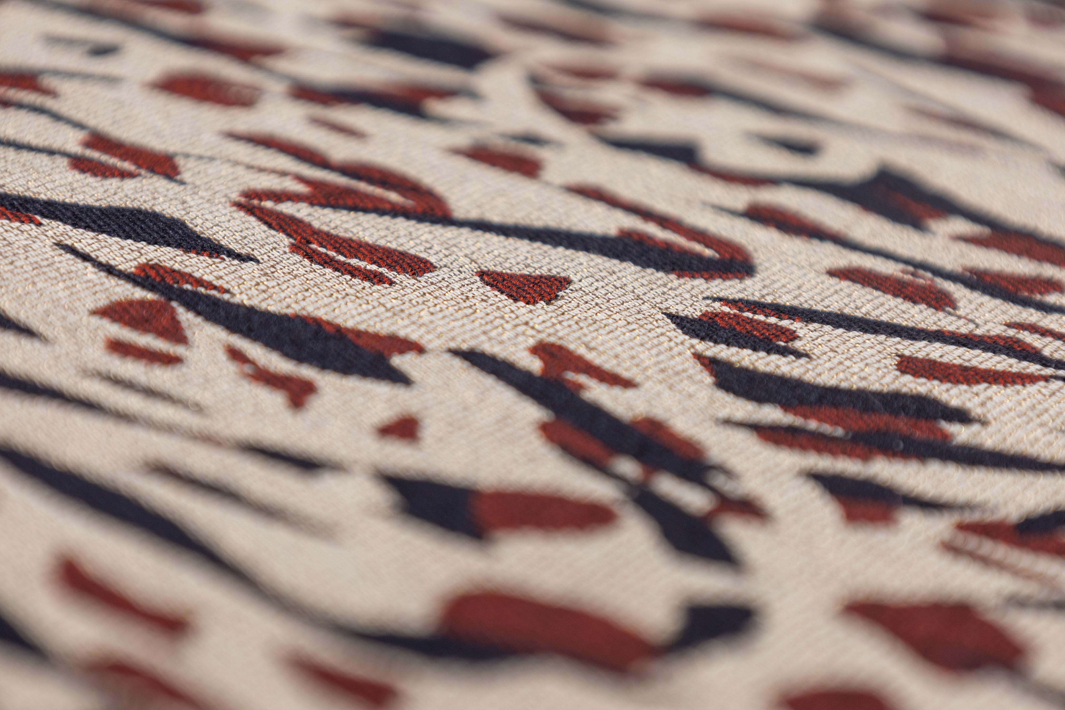 Abstract Metallic Cotton Nylon Brocade - Gold / Navy / Red