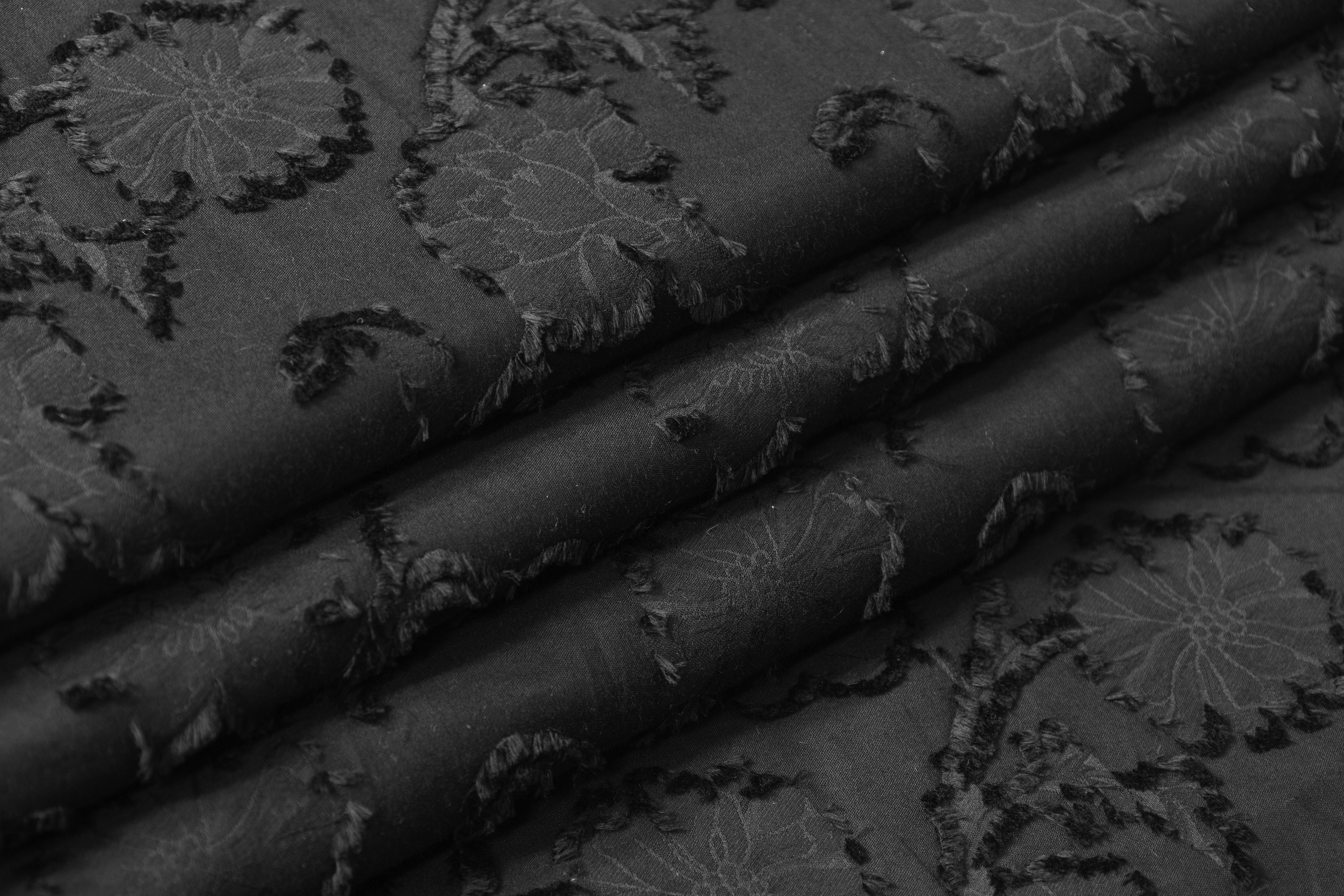 Floral Cotton Fil Coupé - Black