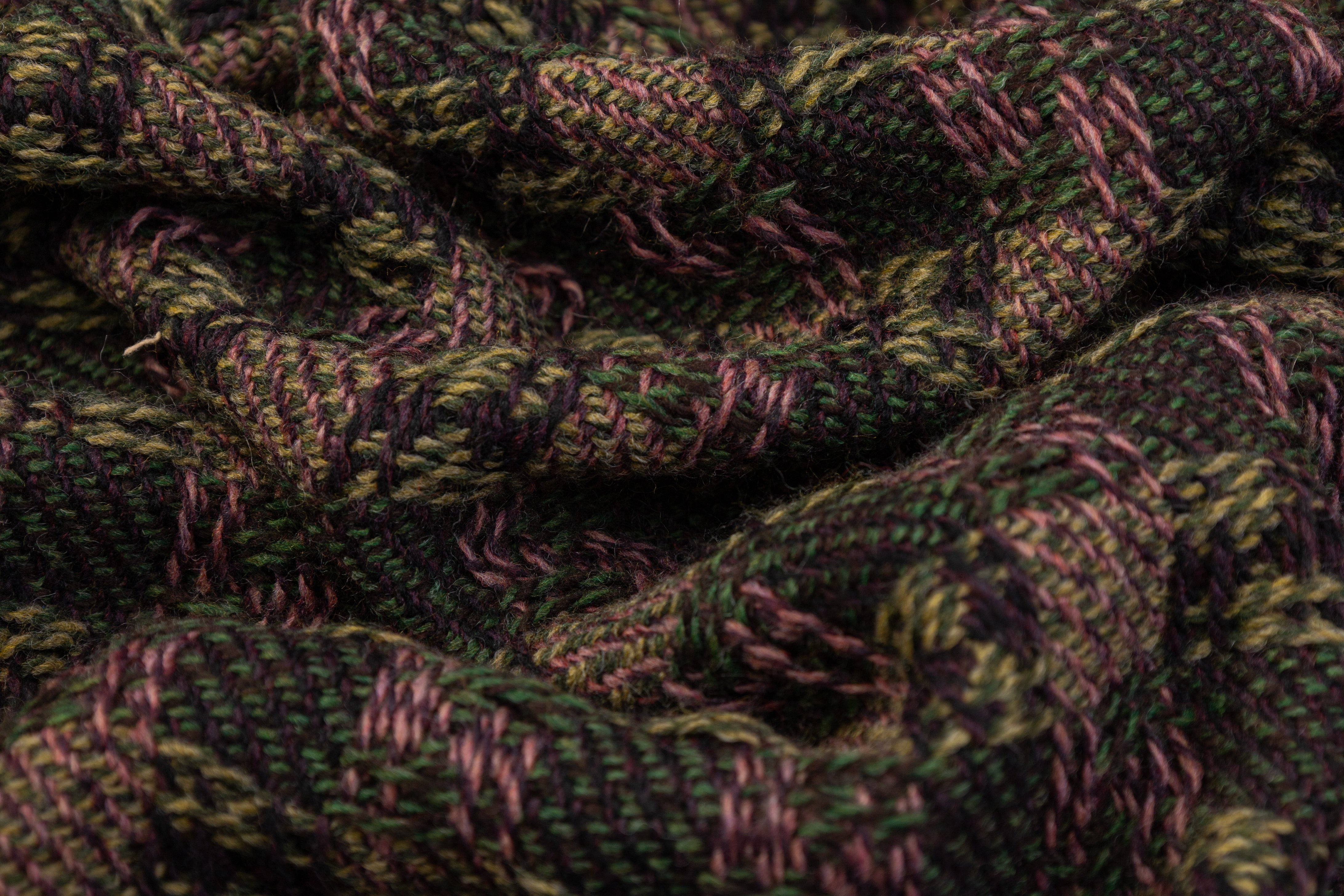 Wool Blend Tweed - Green / Pink