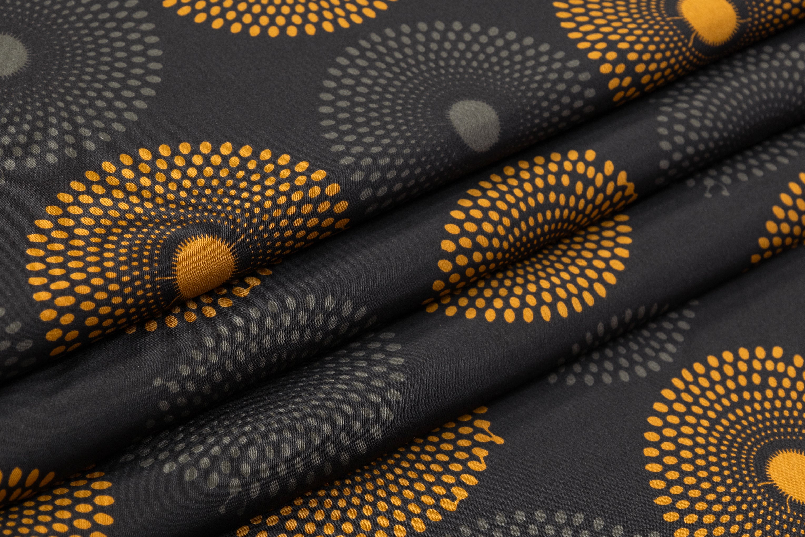 Geometric Italian Silk Crepe de Chine - Black / Gold / Green