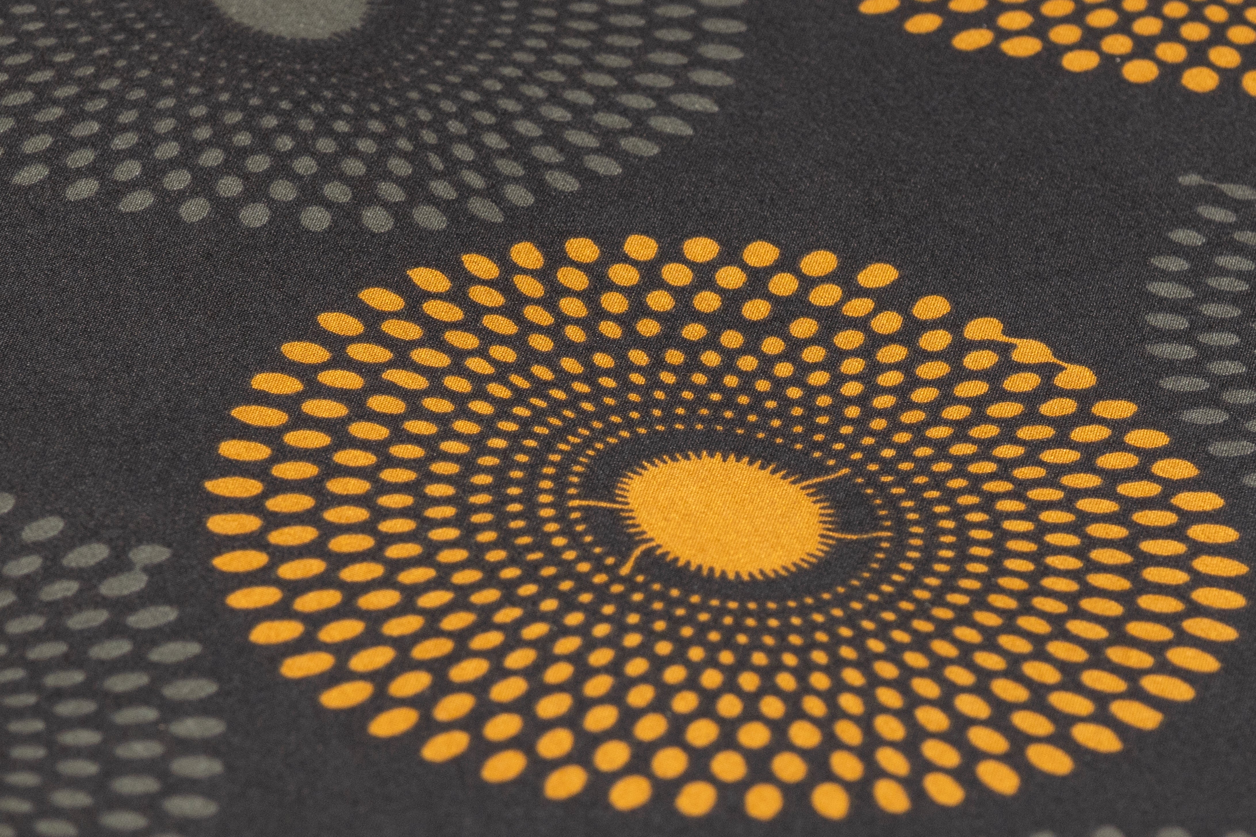 Geometric Italian Silk Crepe de Chine - Black / Gold / Green