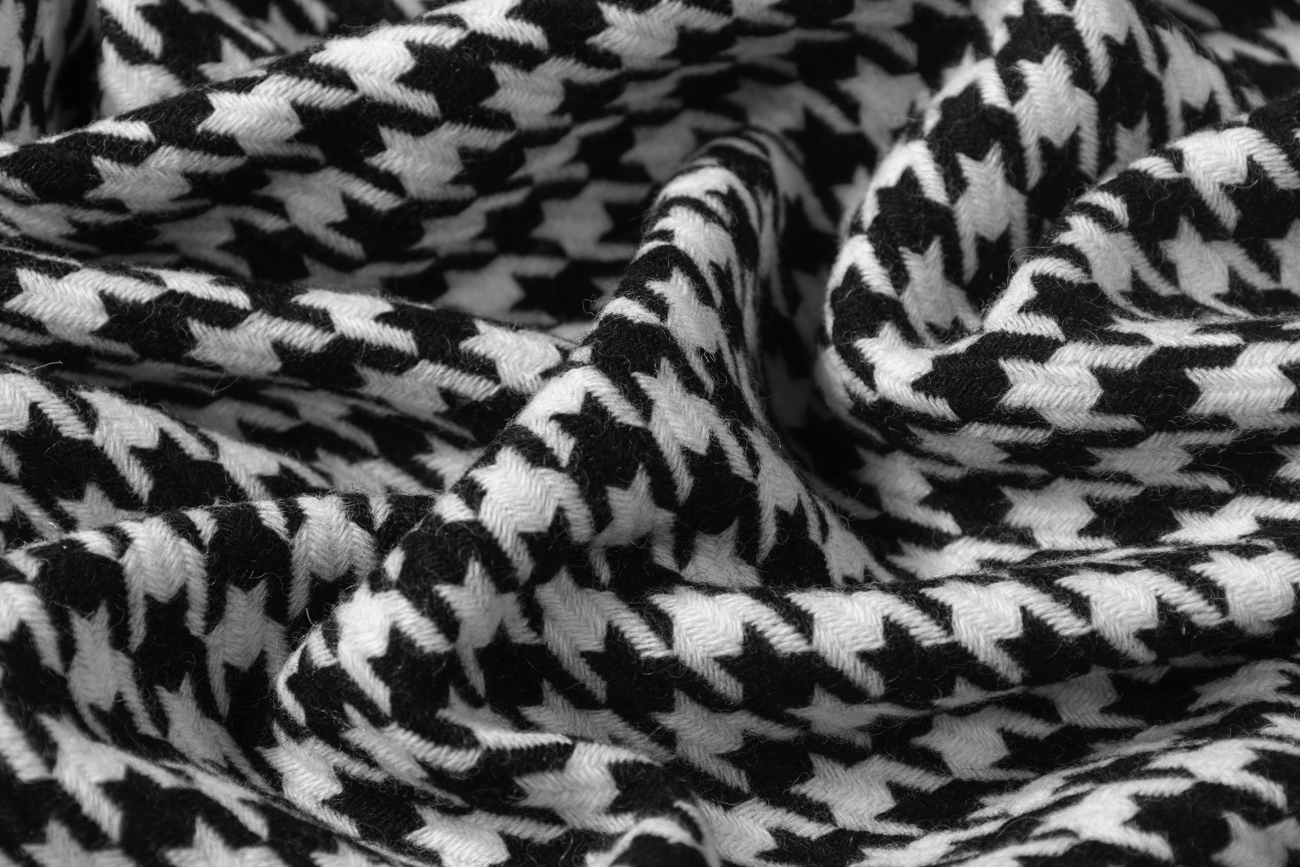 Houndstooth Italian Wool Nylon Coating - Black / White