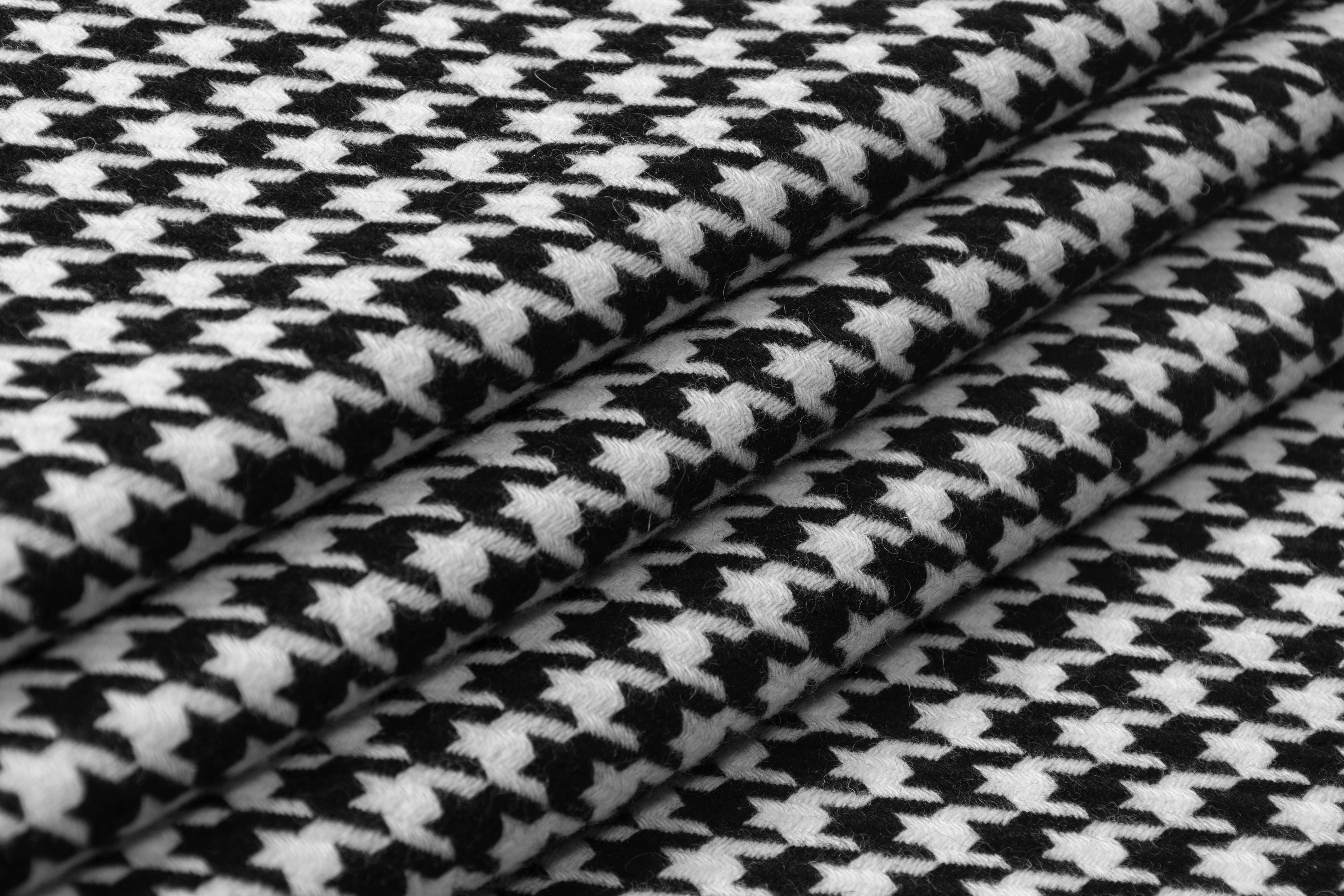 Houndstooth Italian Wool Nylon Coating - Black / White