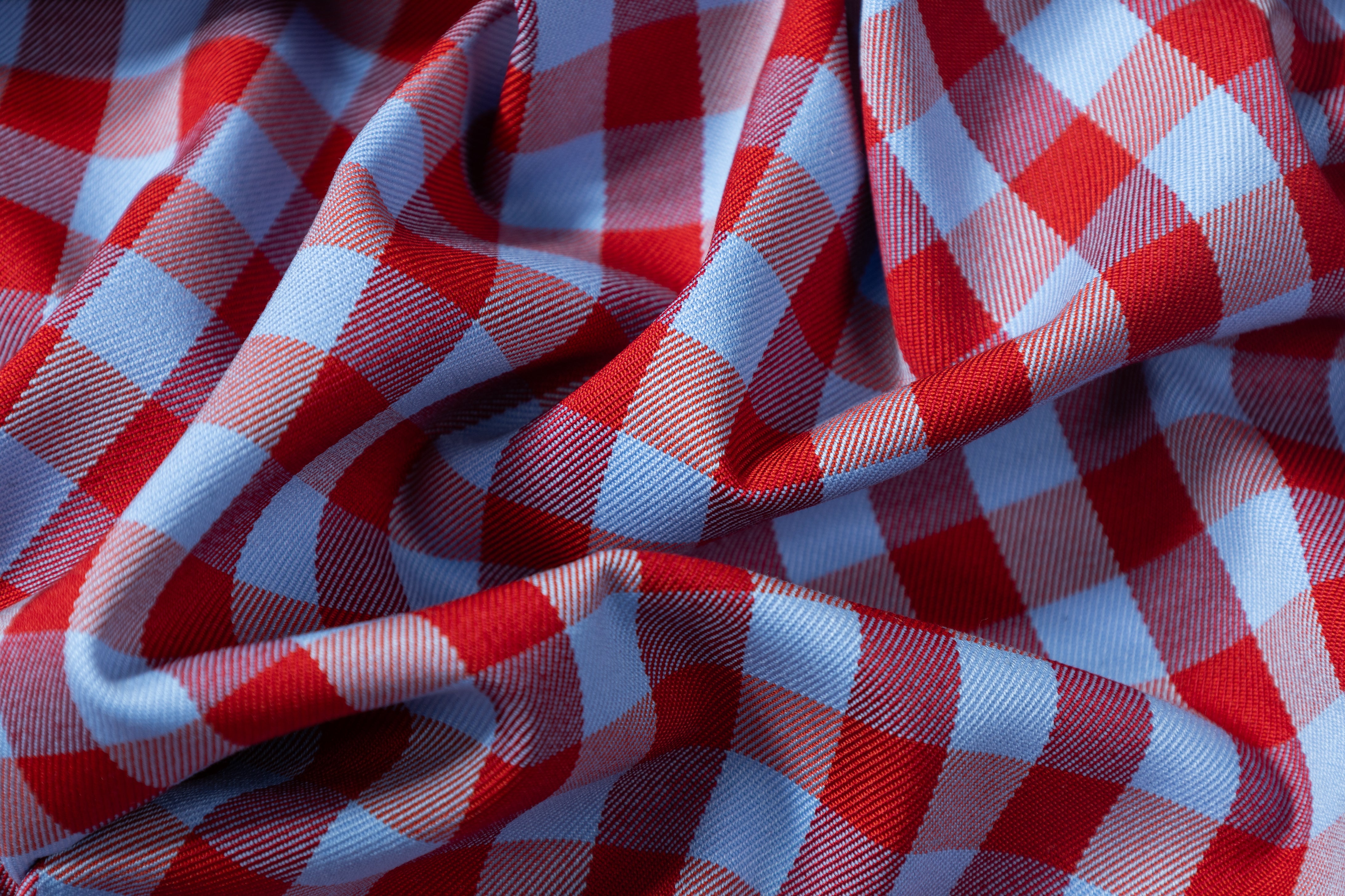 Checked Cotton Twill - Blue / Red