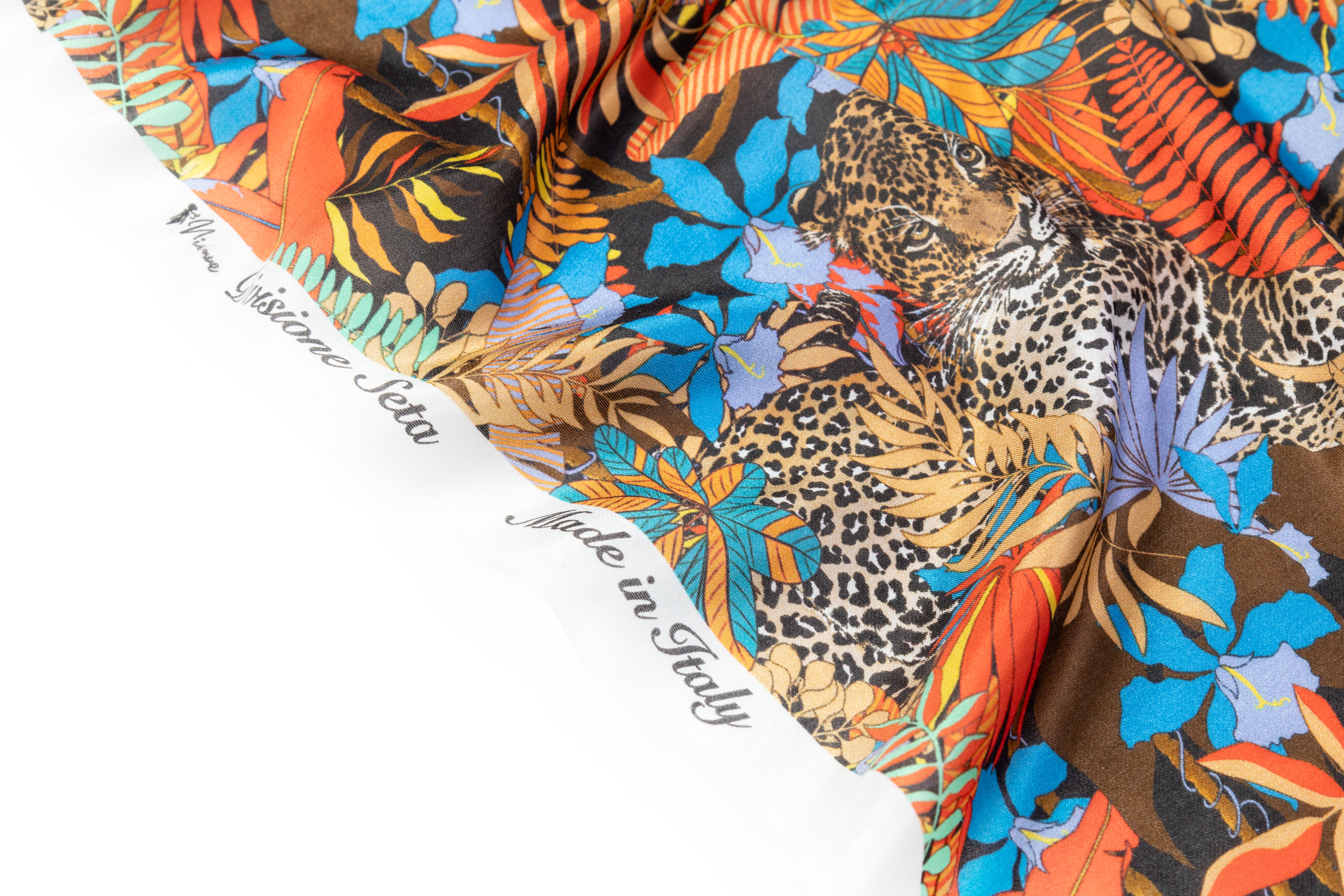 Jungle Print Italian Silk Viscose Crepe de Chine - Multicolor