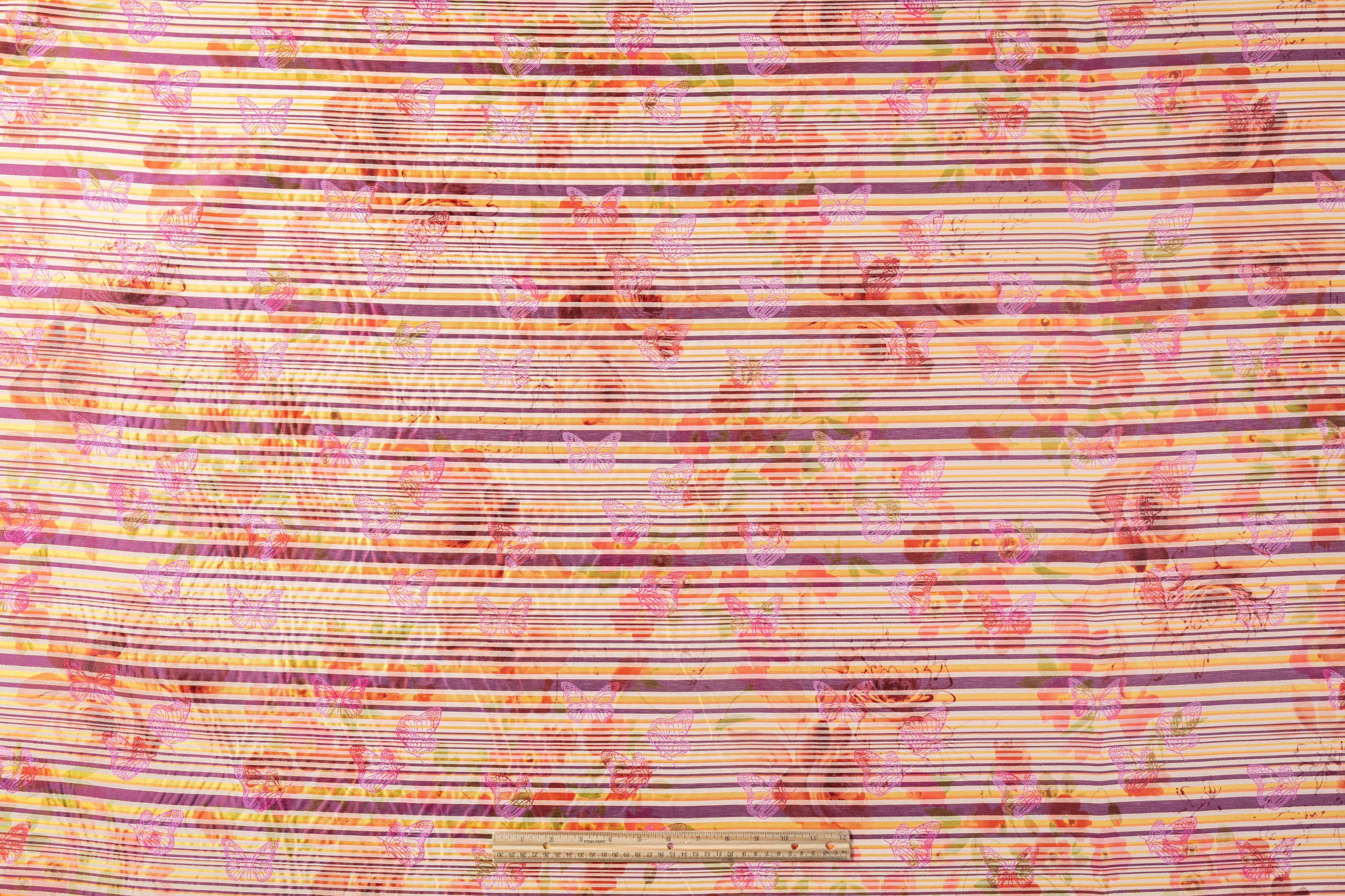 Printed Butterfly Brocade - Multicolor