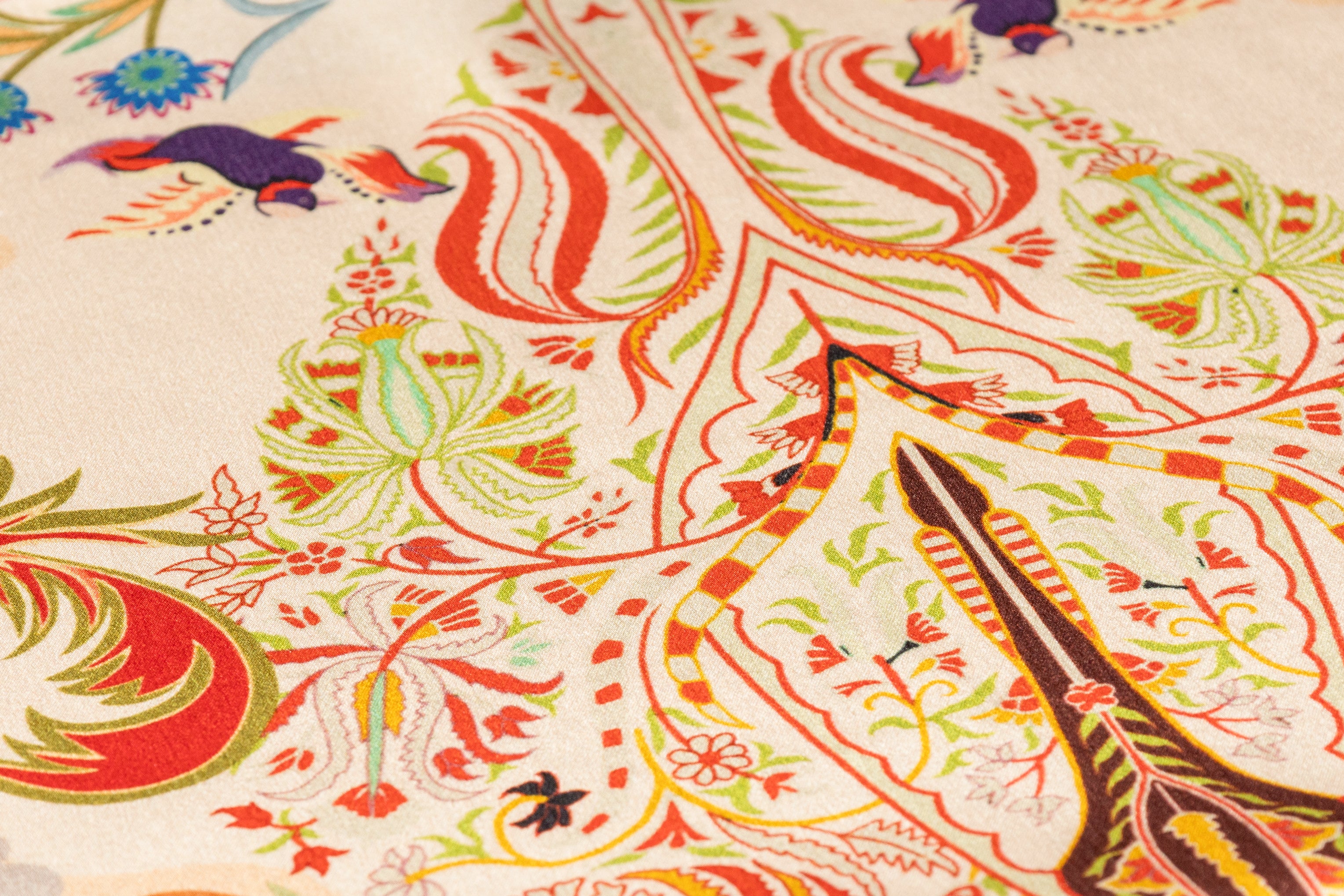 Italian Silk Charmeuse - Champagne / Multicolor