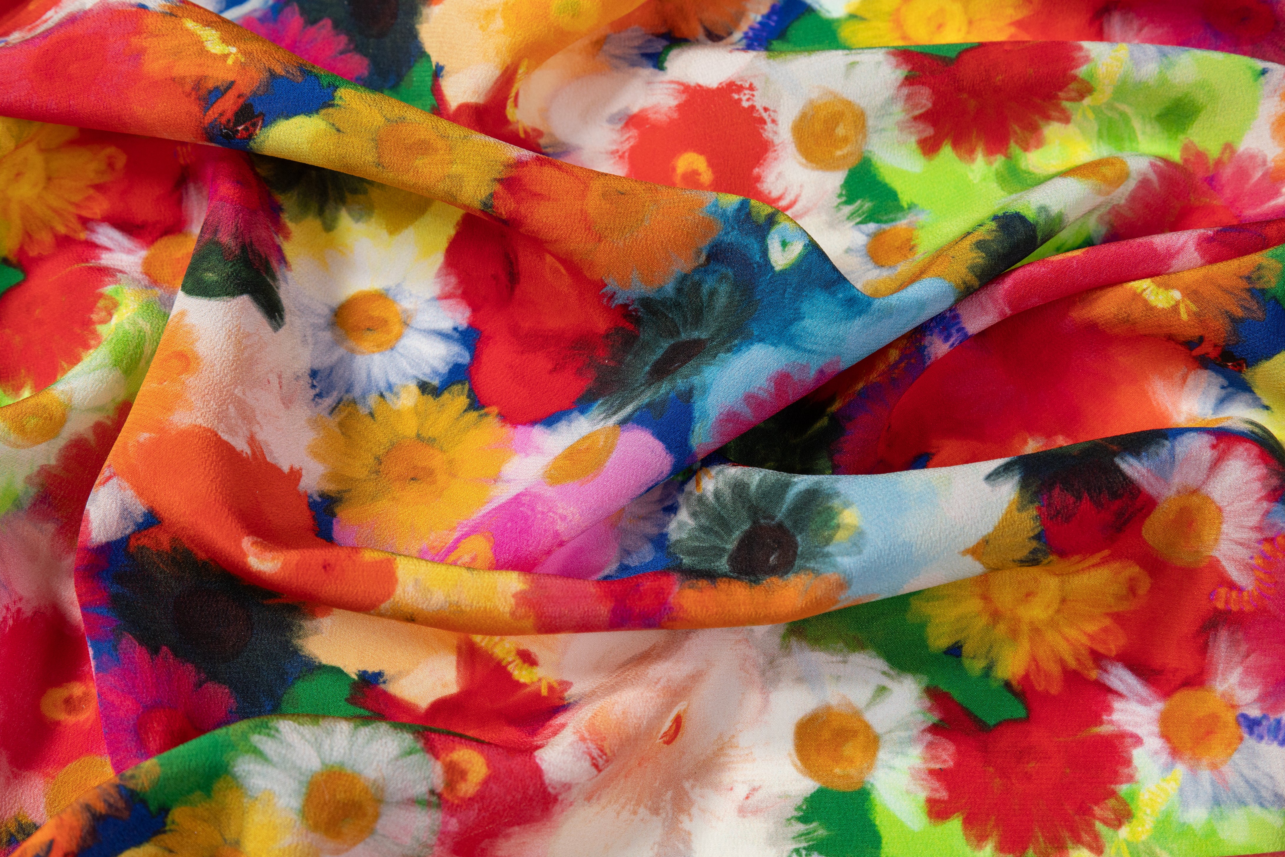 Floral Silk Crepe de Chine - Multicolor