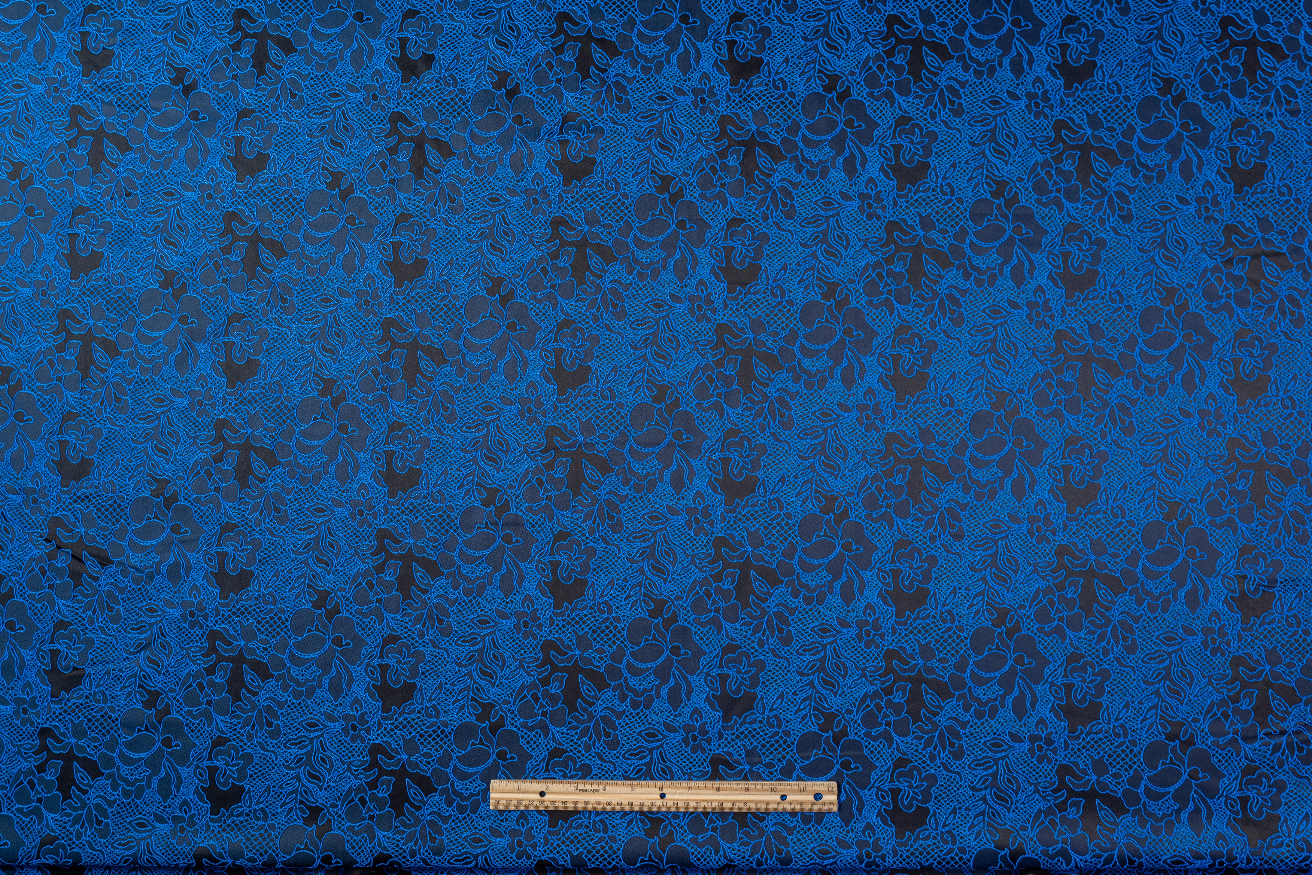 Floral Brocade - Royal Blue / Black