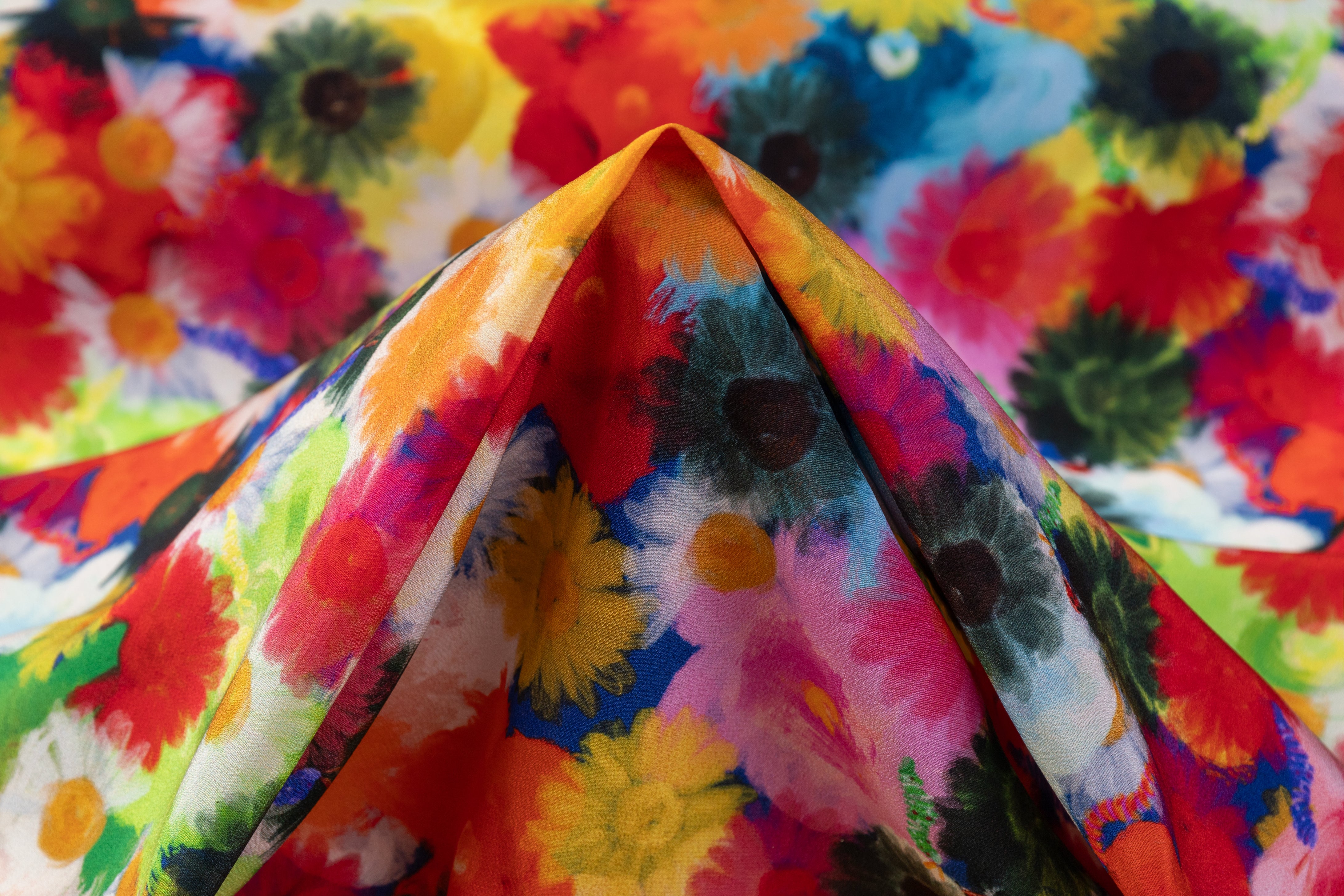 Floral Silk Crepe de Chine - Multicolor