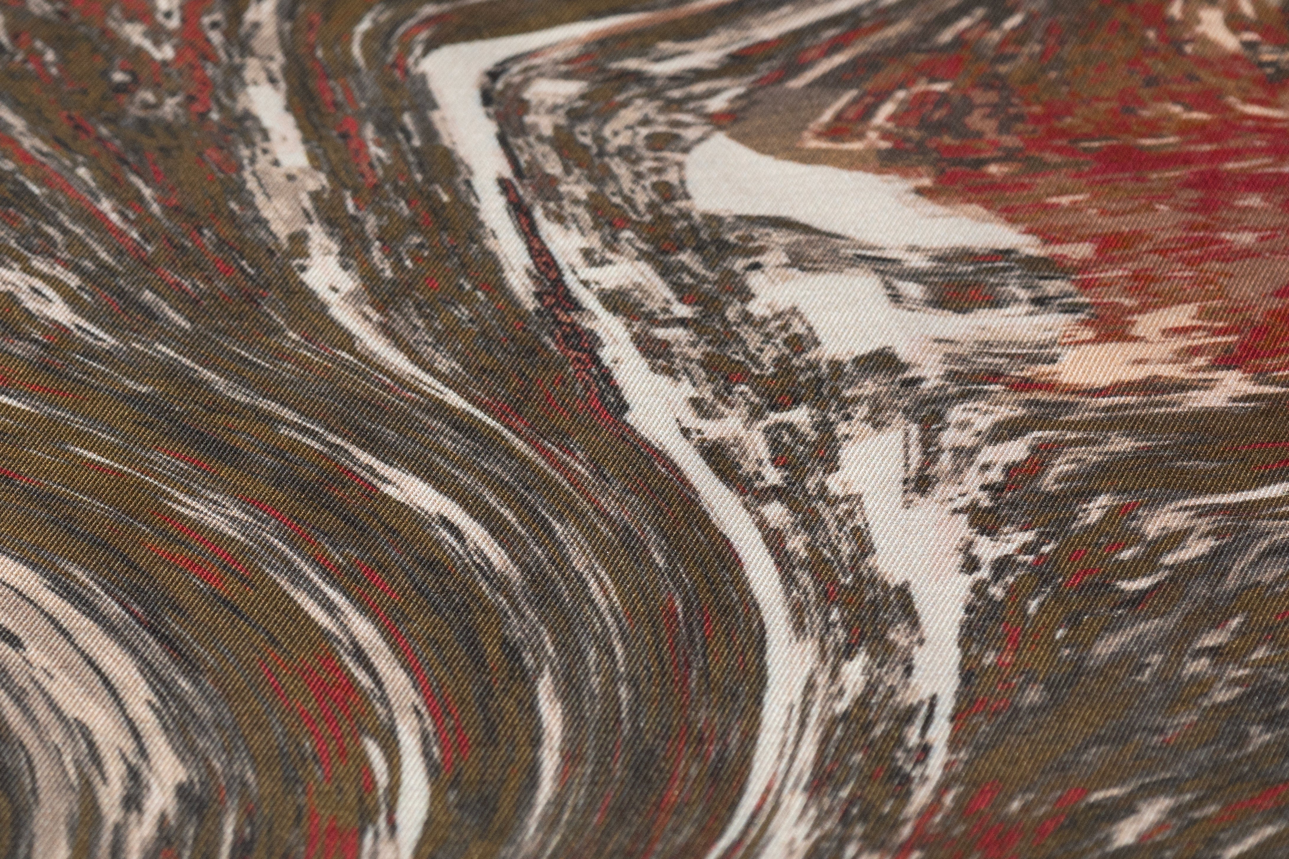 Abstract Italian Silk Viscose Challis - Olive Green