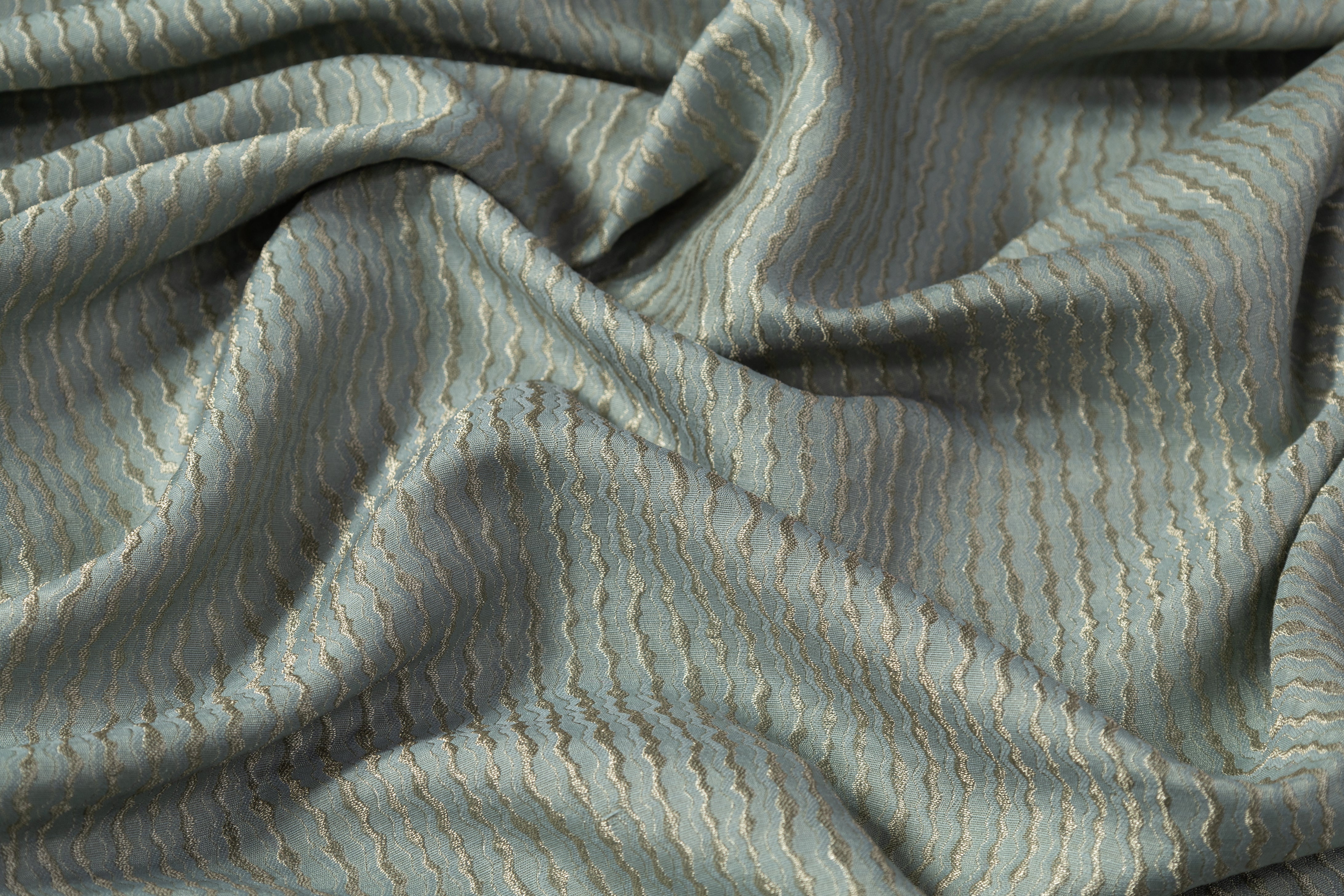 Striped Metallic Silk Wool Blend Jacquard - Green / Taupe