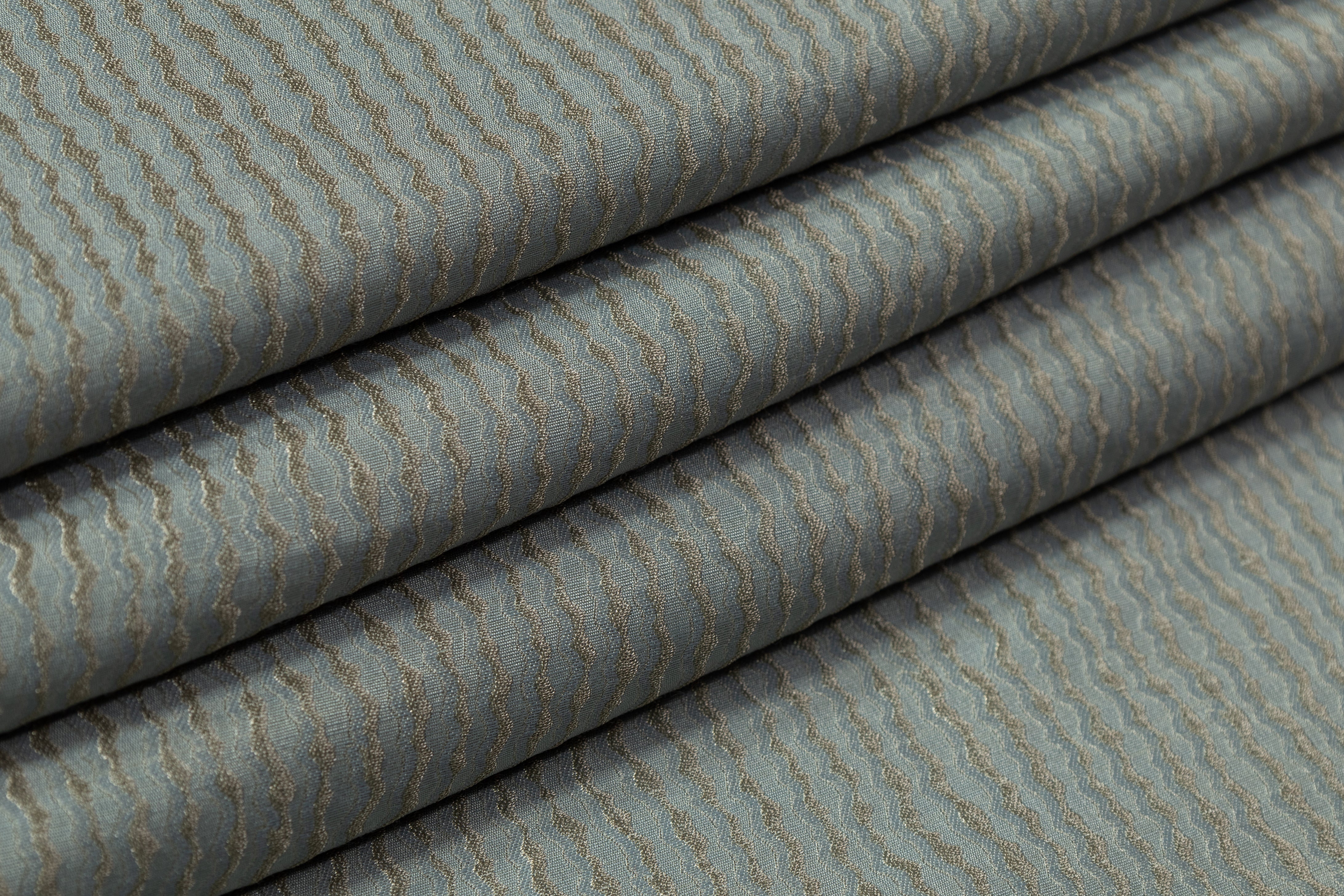 Striped Metallic Silk Wool Blend Jacquard - Green / Taupe