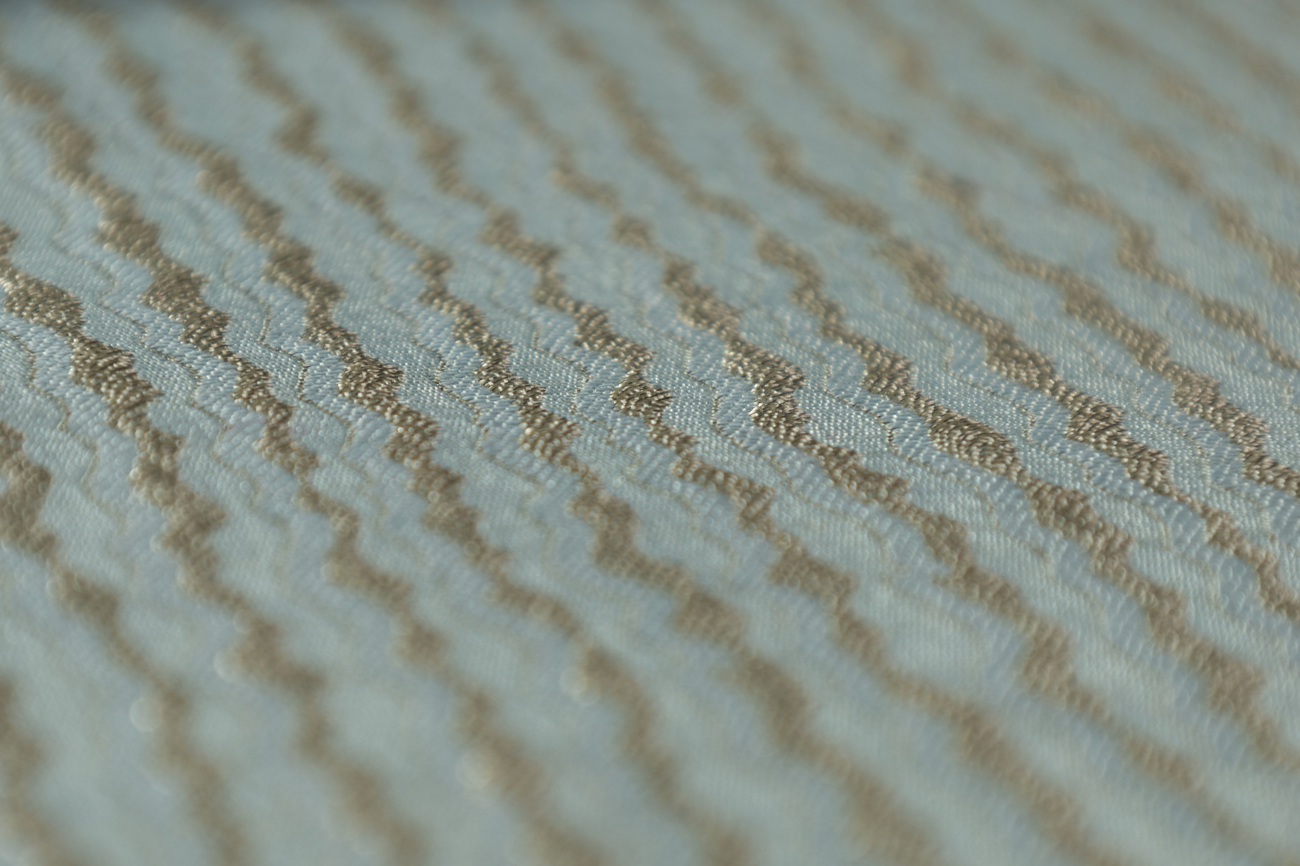 Striped Metallic Silk Wool Blend Jacquard - Green / Taupe