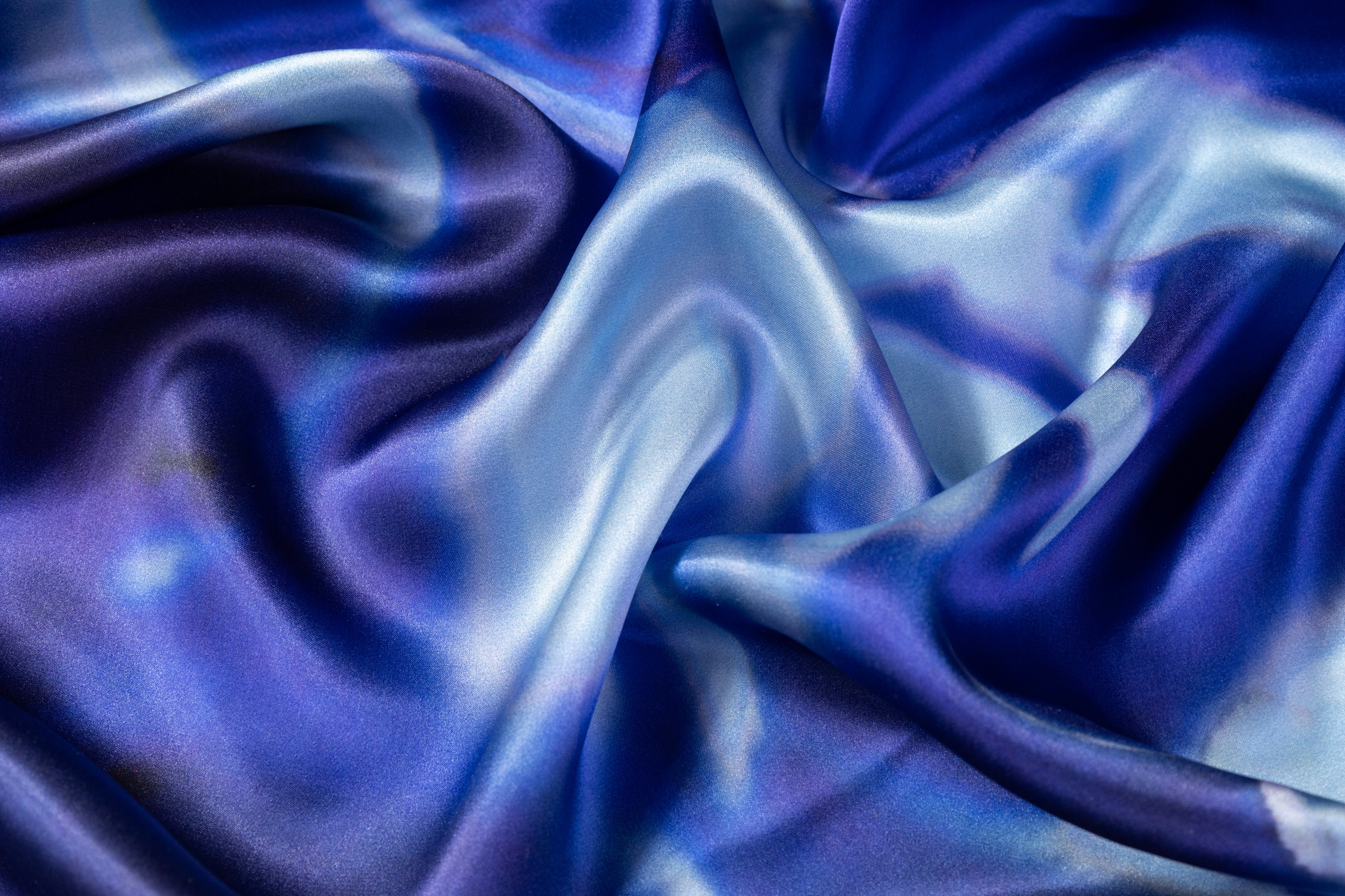 Floral Italian Silk Charmeuse - Blue