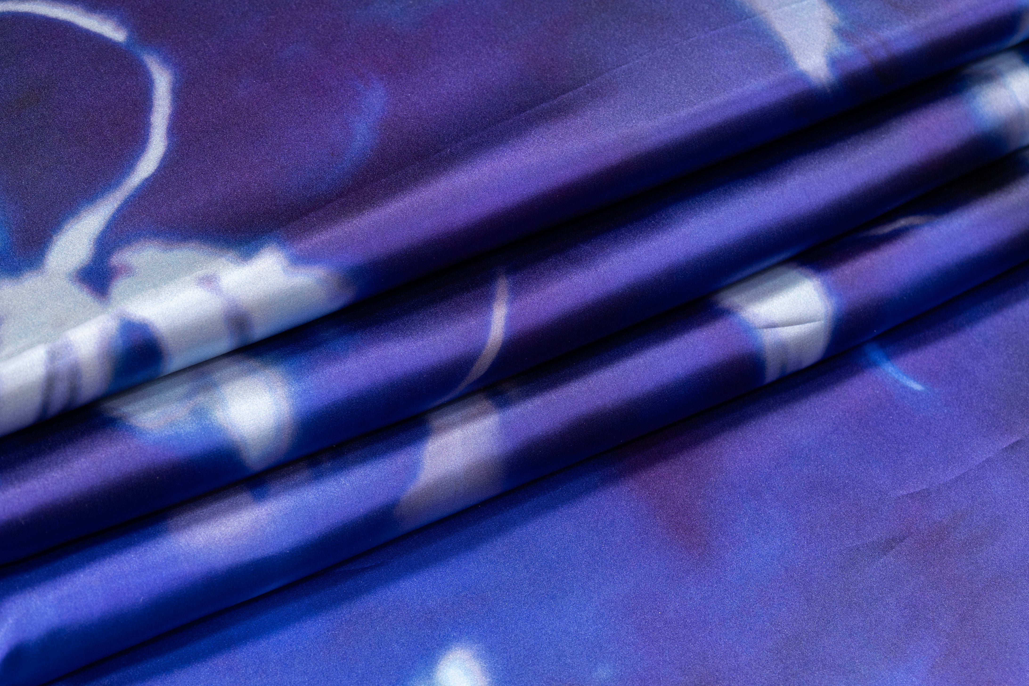 Floral Italian Silk Charmeuse - Blue