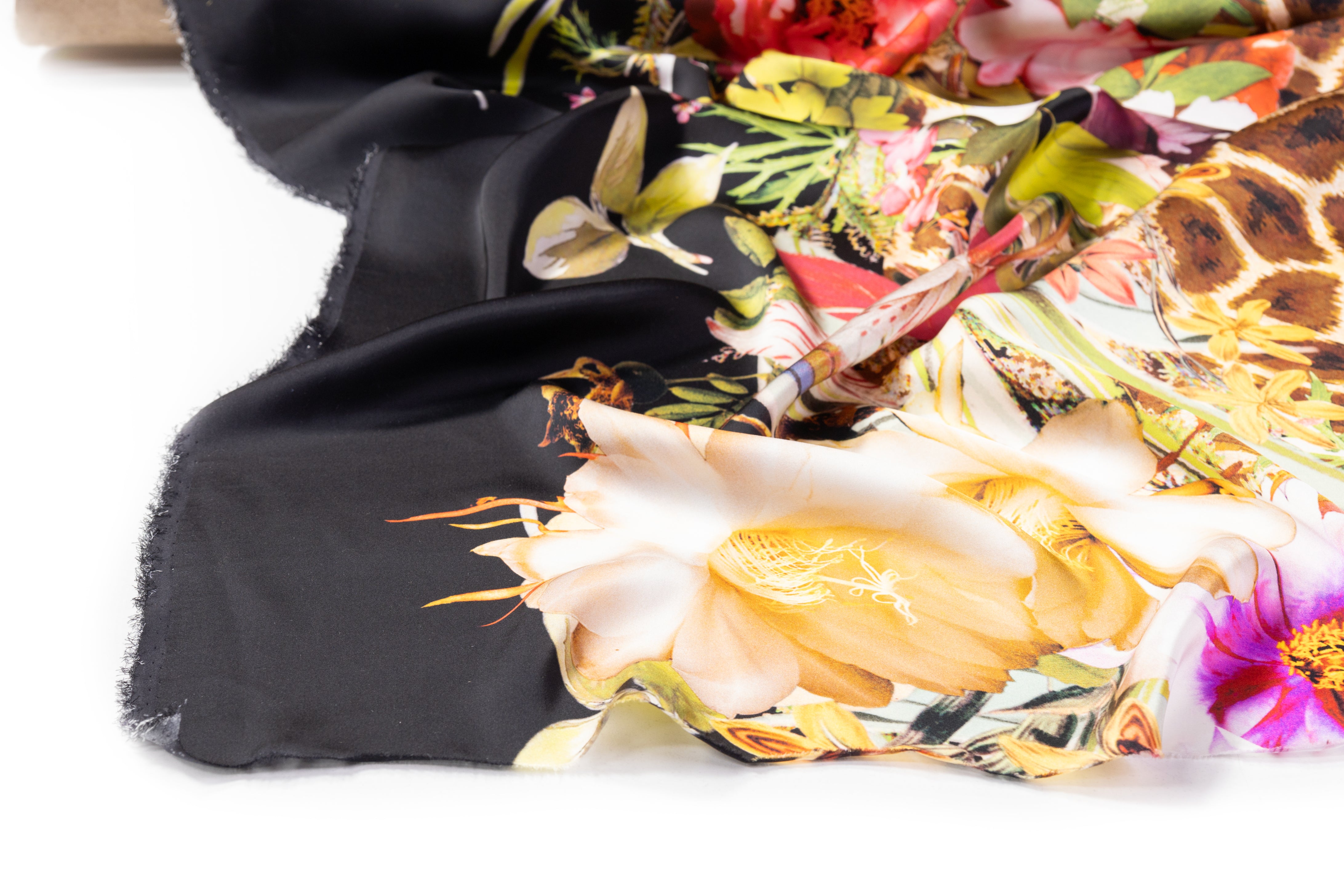 Border Print Italian Silk Charmeuse - Multicolor