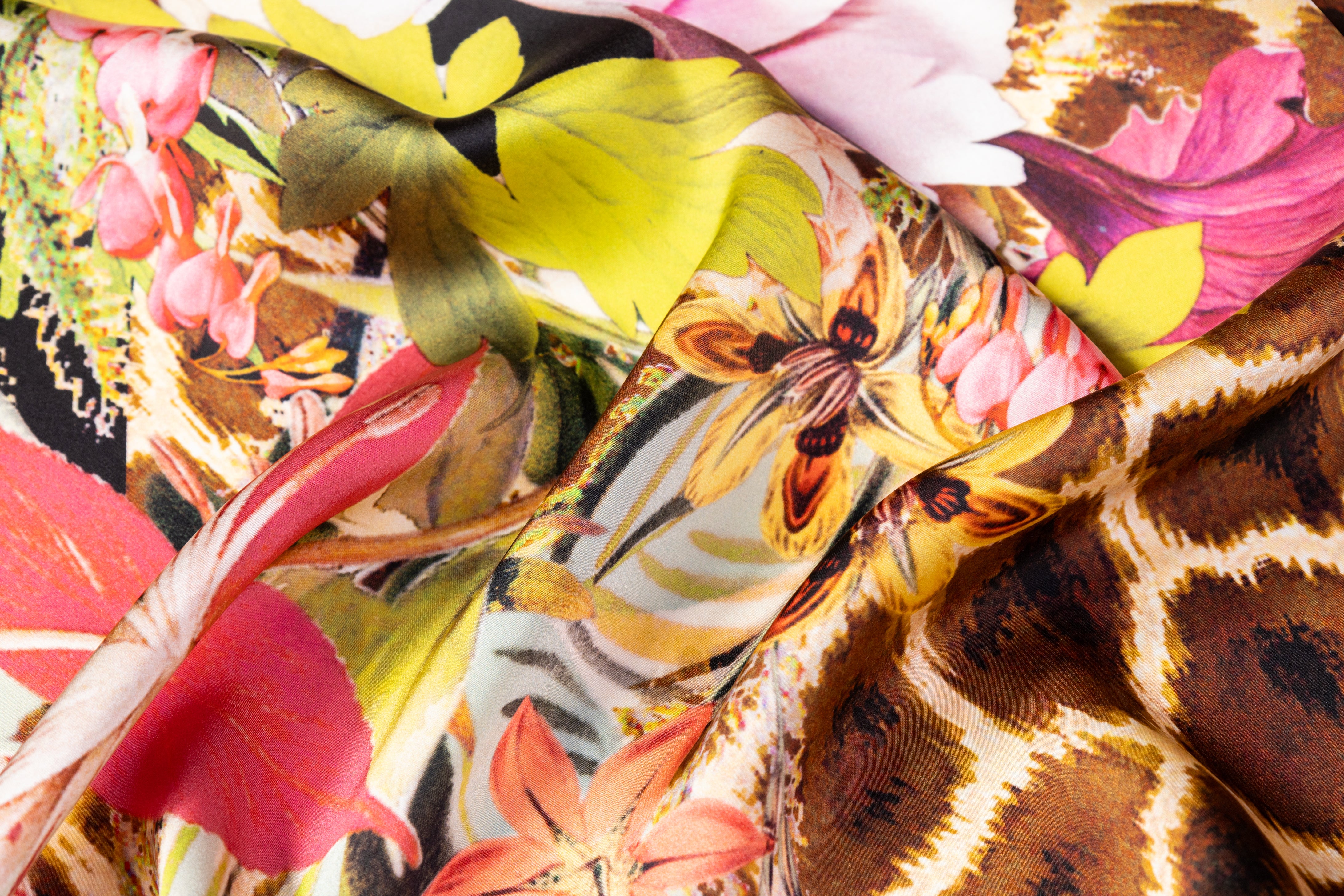 Border Print Italian Silk Charmeuse - Multicolor