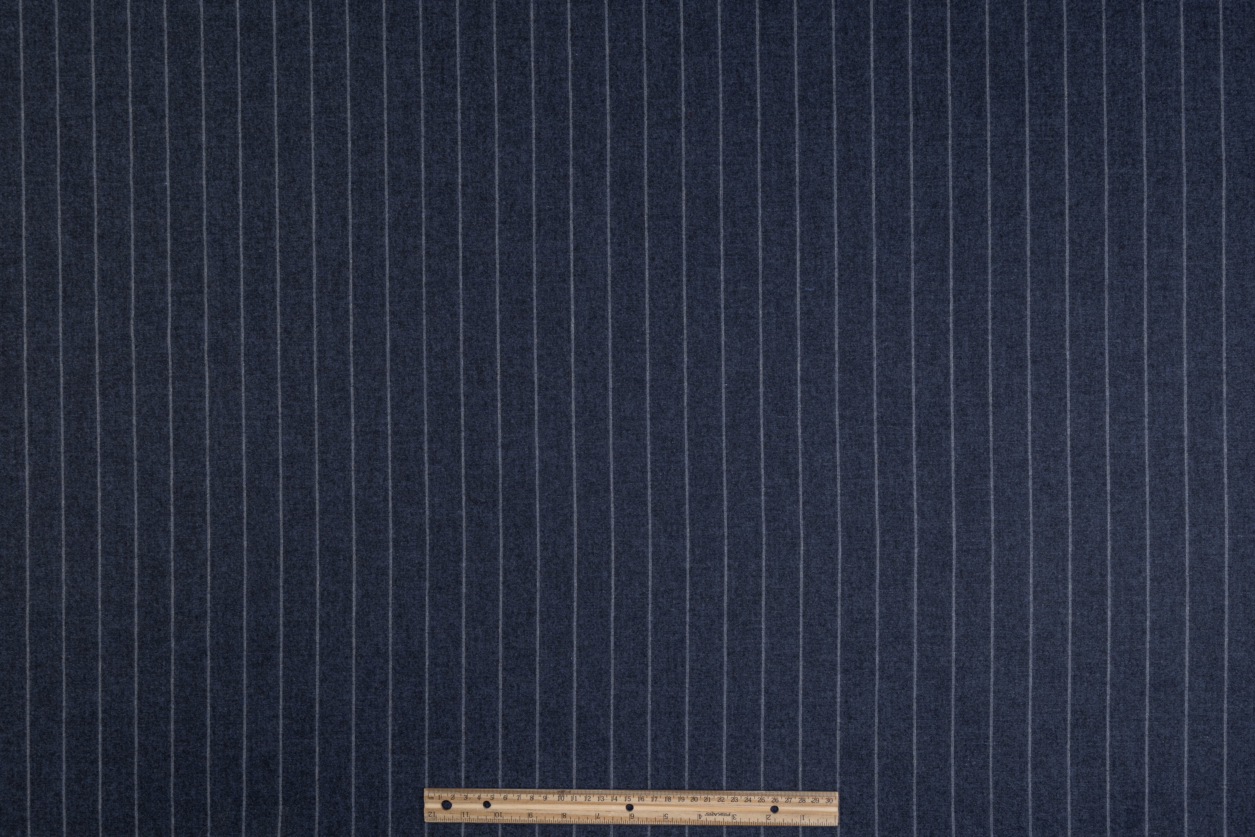 Striped Poly Wool Suiting - Blue / Gray