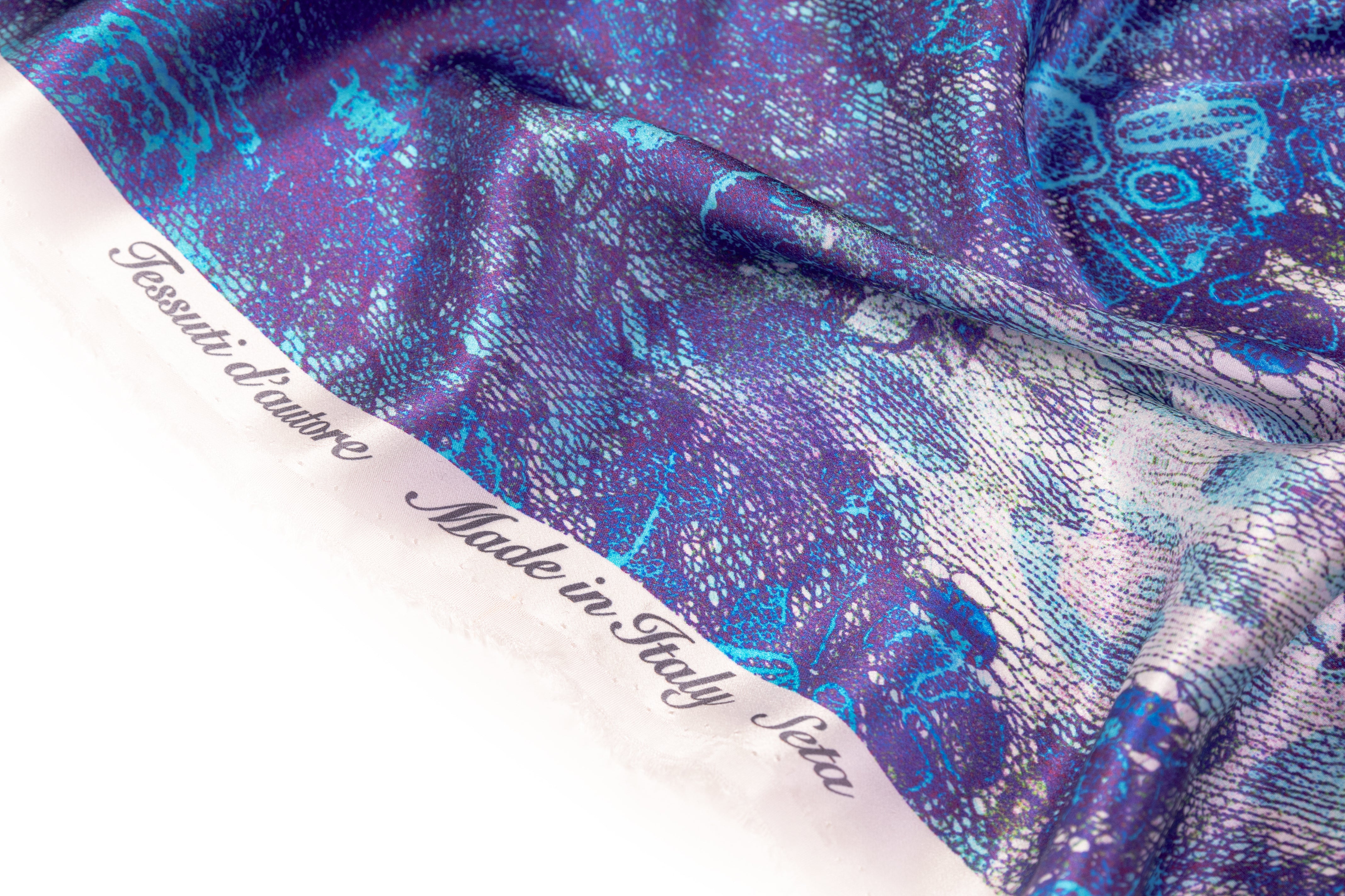 Abstract Italian Silk Charmeuse - Blue / Purple