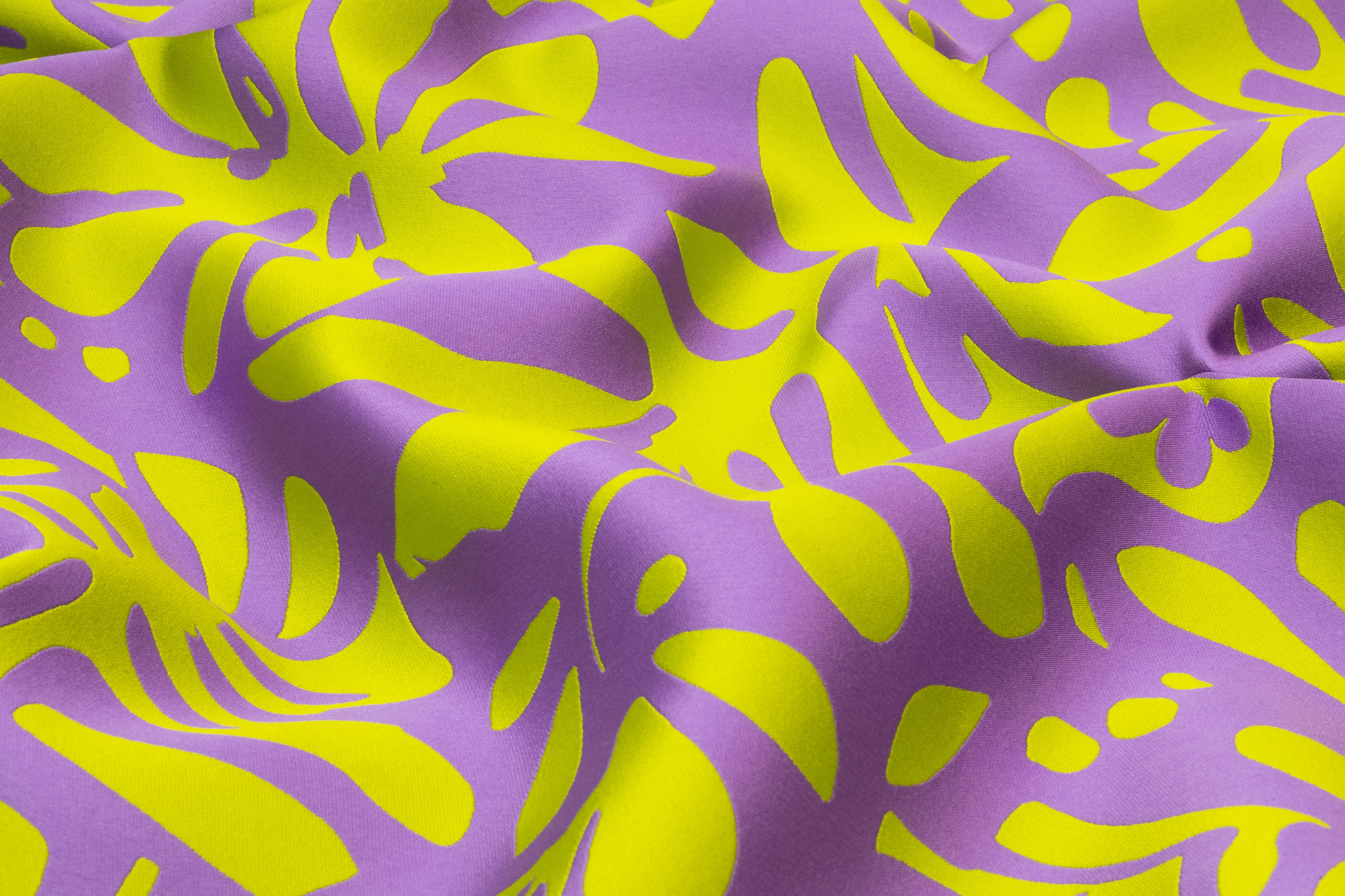 Carnet - Floral Double Faced Italian Silk Blend Brocade - Green / Purple