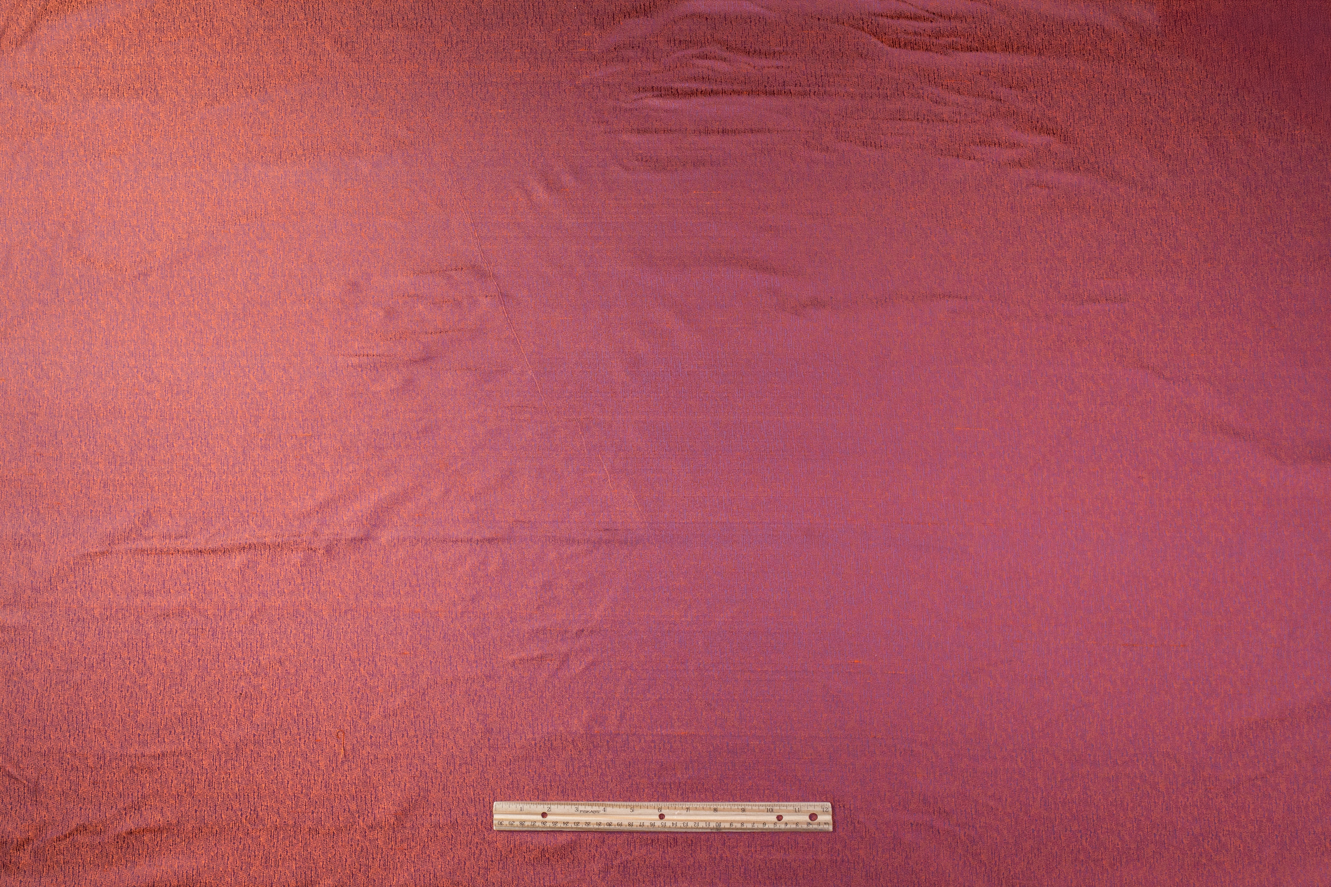 Iridescent Italian Silk Jacquard - Burnt Orange / Purple