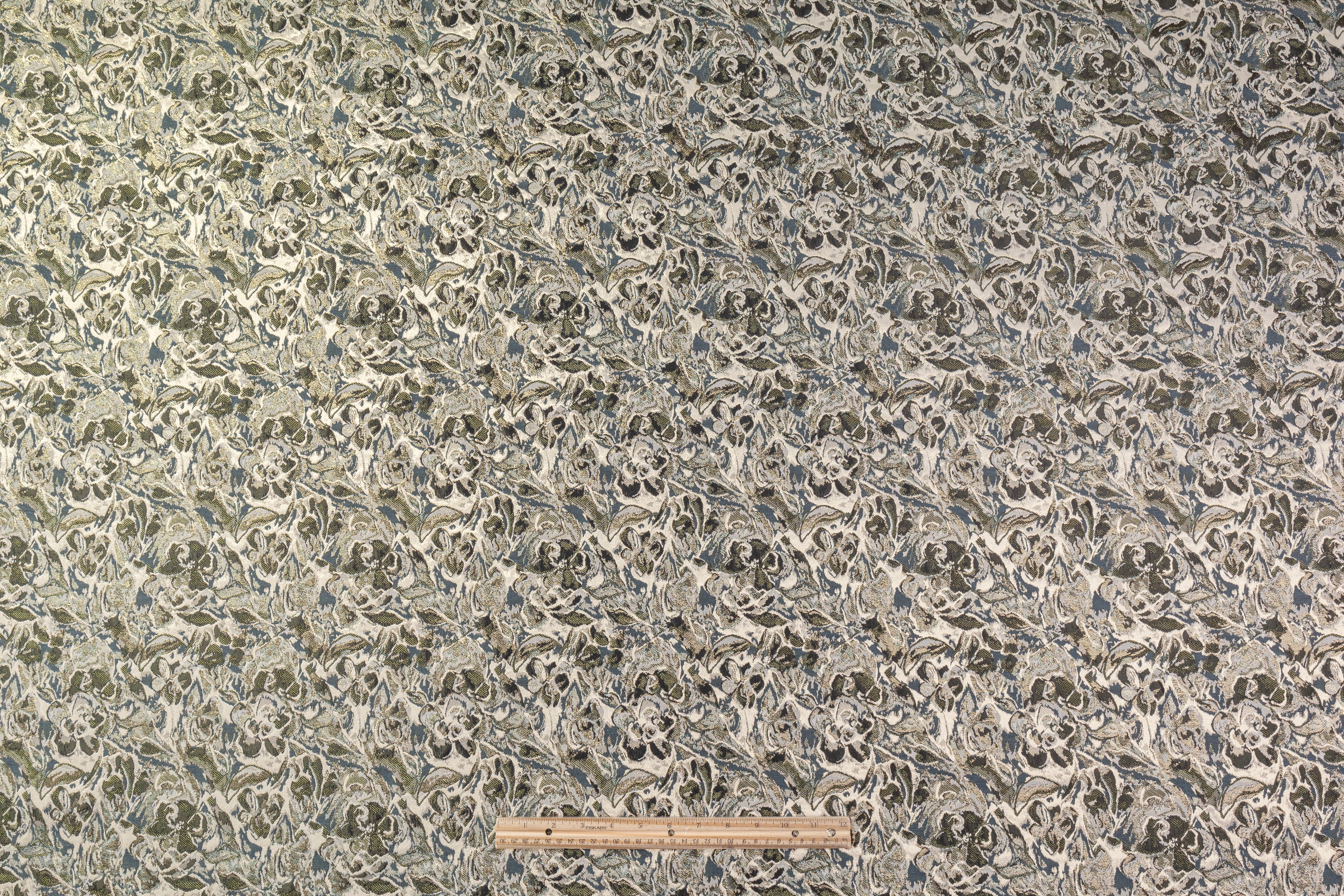 Abstract Metallic Italian Brocade - Green / Gold