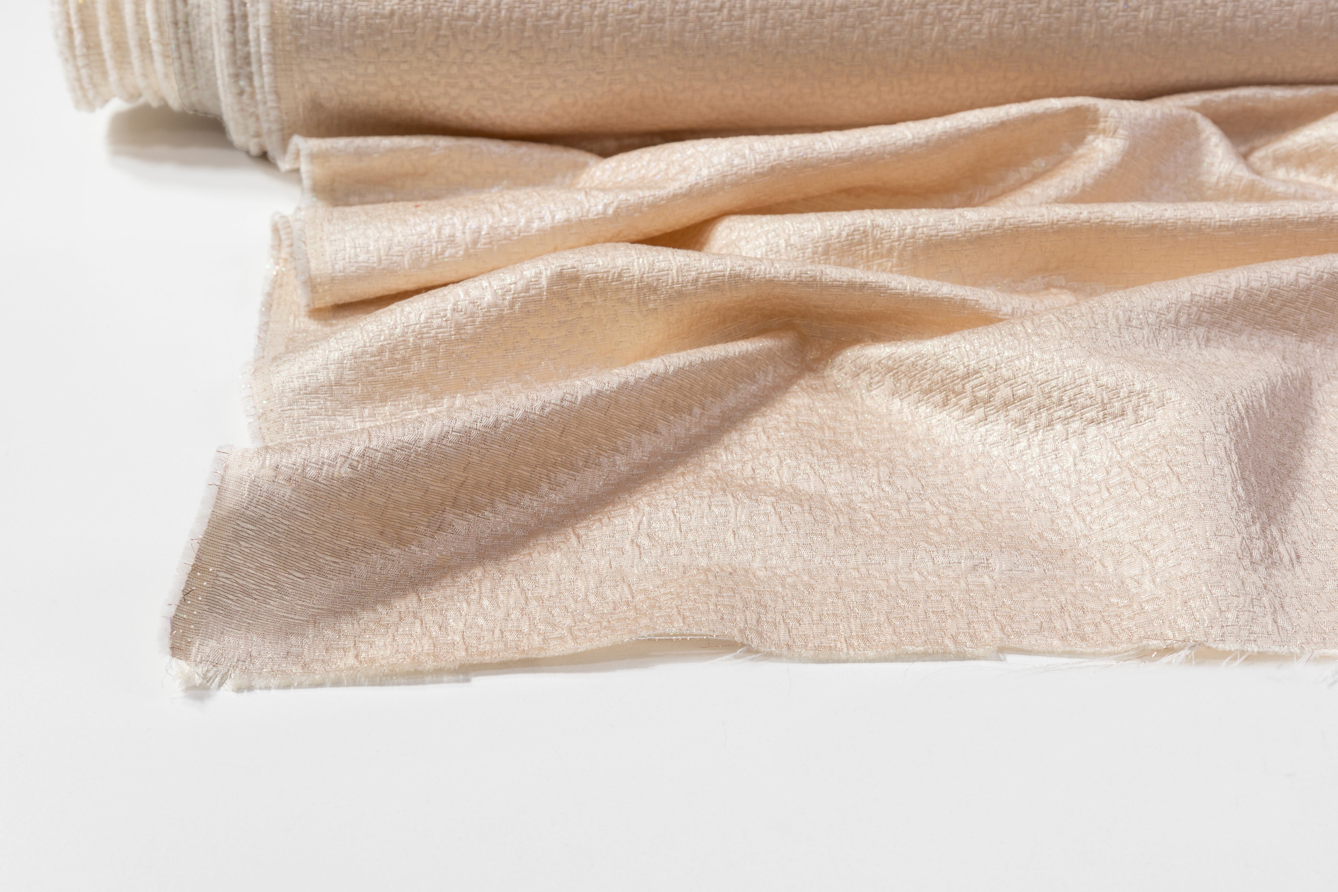 Crushed Metallic Brocade - Cream