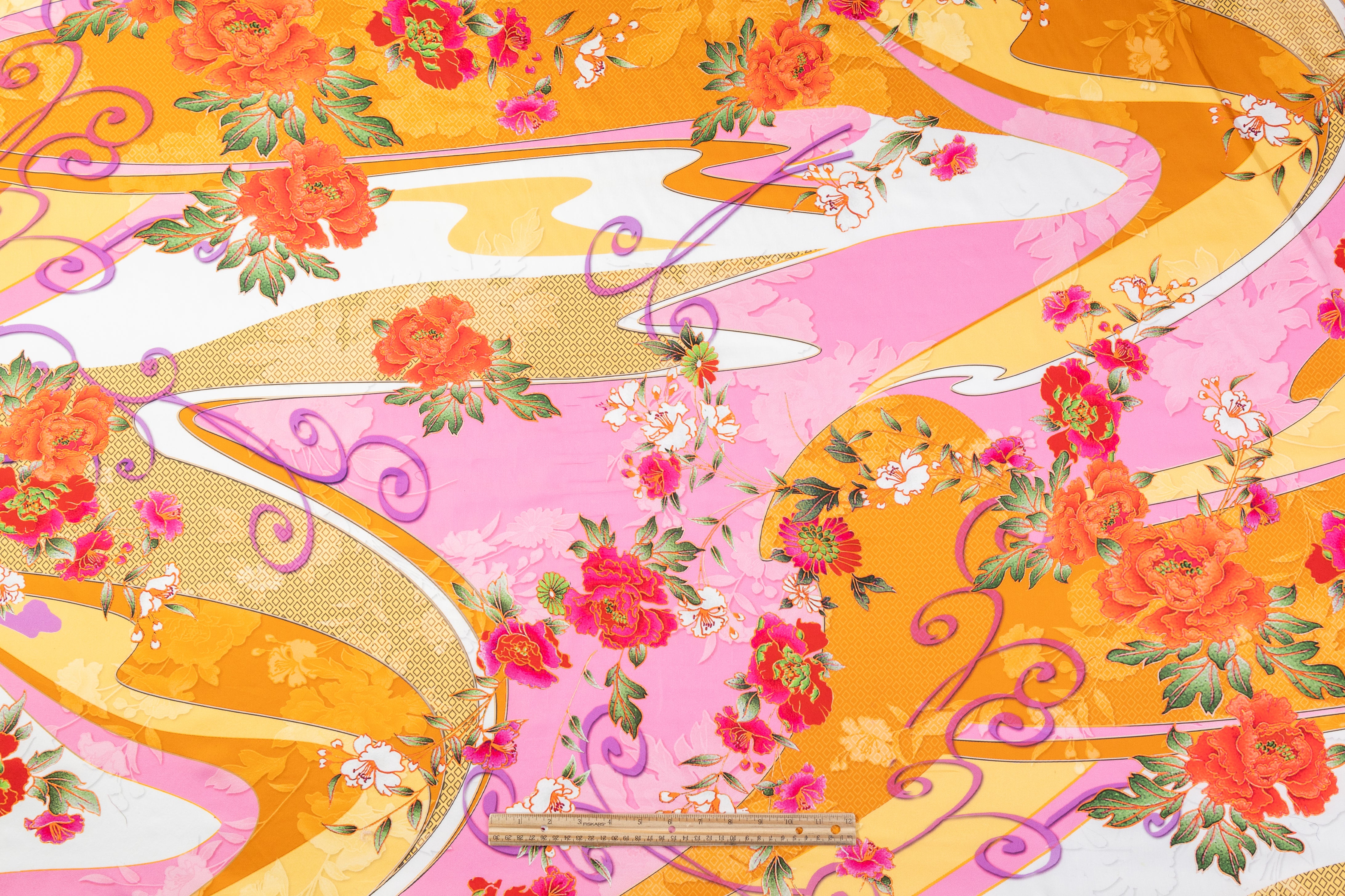 Floral Italian Cotton Sateen - Pink / Orange
