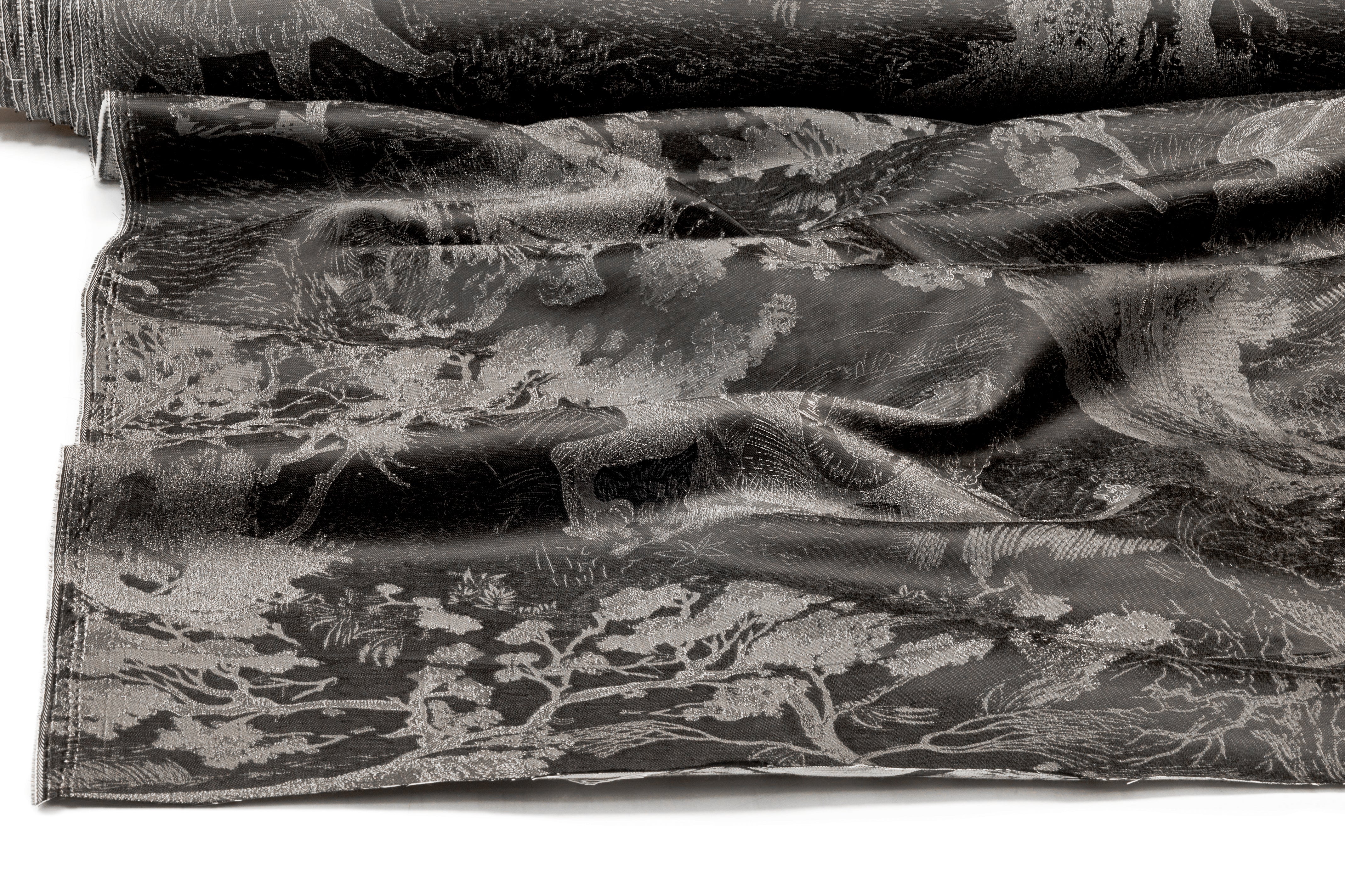 Jungle Toile Italian Brocade - Charcoal Gray