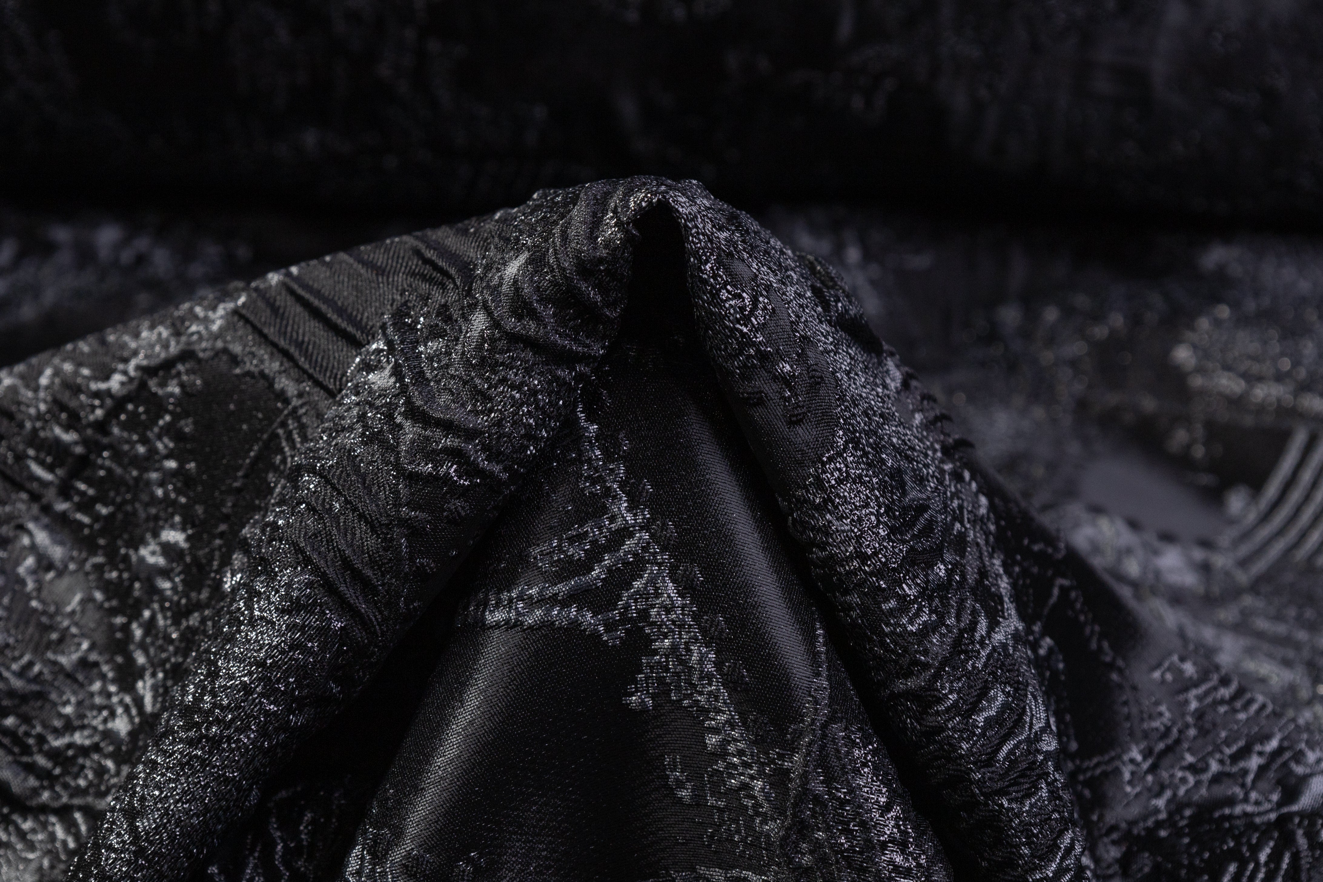 Abstract Metallic Cloqué Brocade - Black