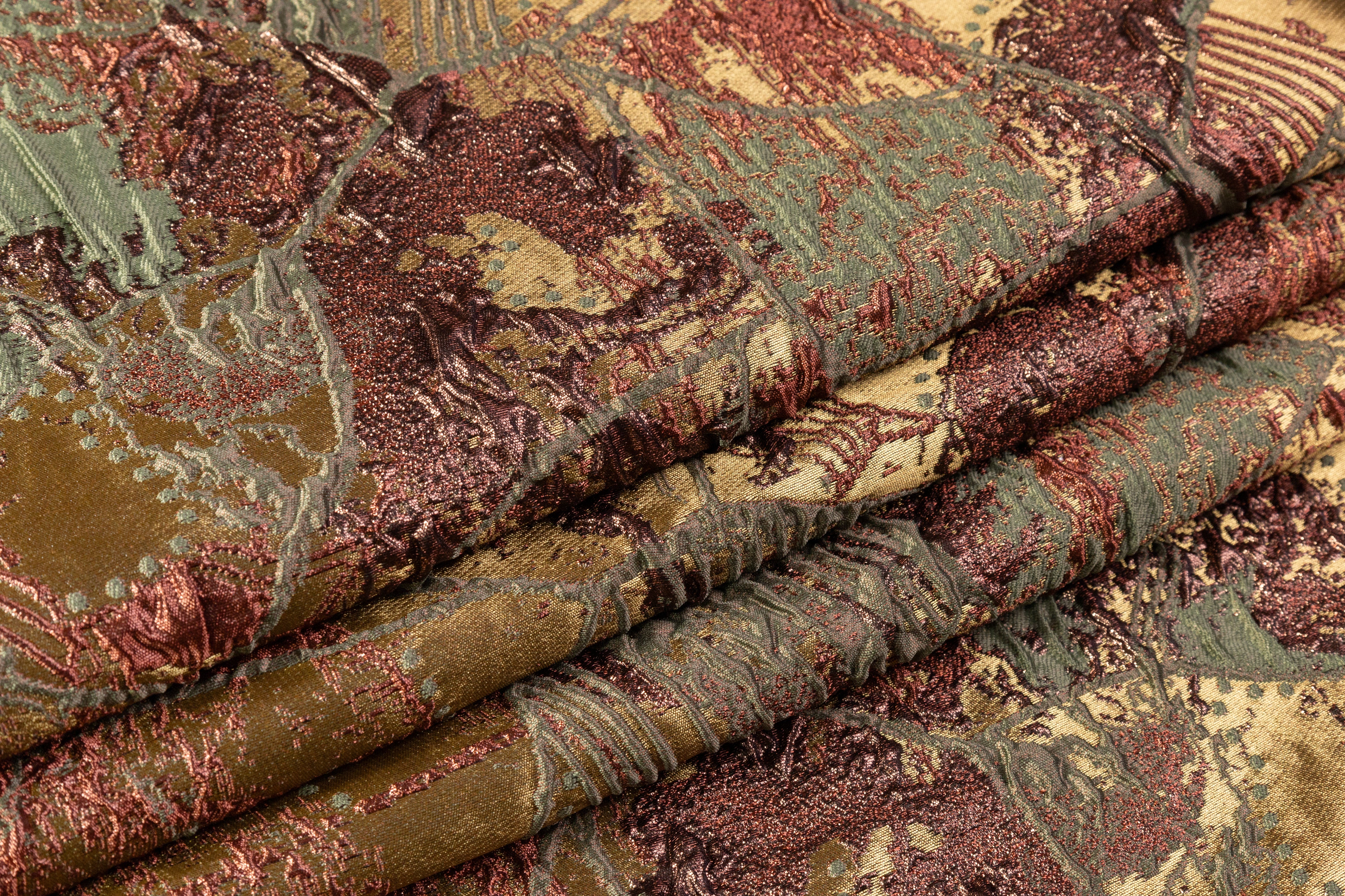 Abstract Metallic Cloqué Brocade - Brass / Brown