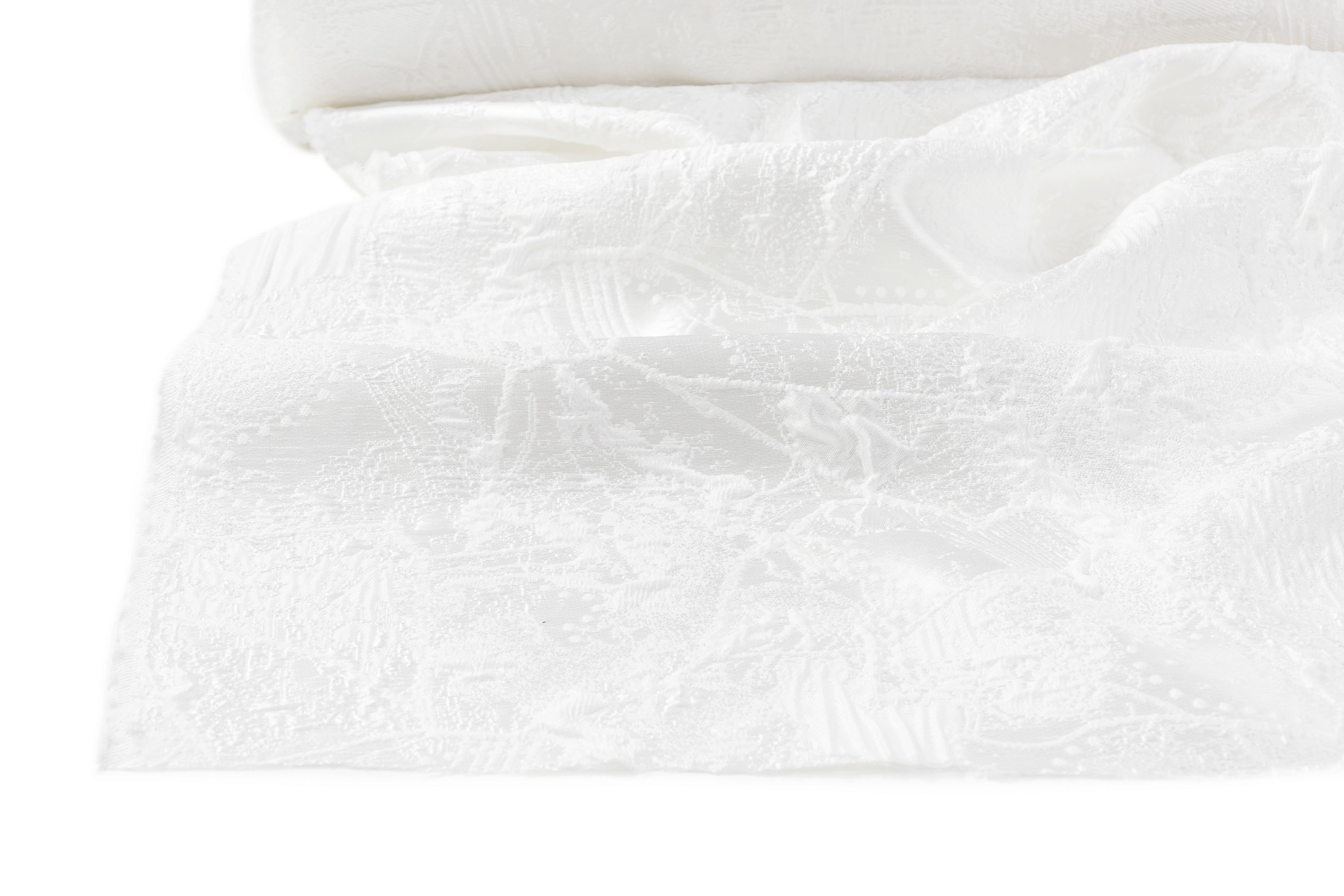 Abstract Metallic Cloqué Brocade - White