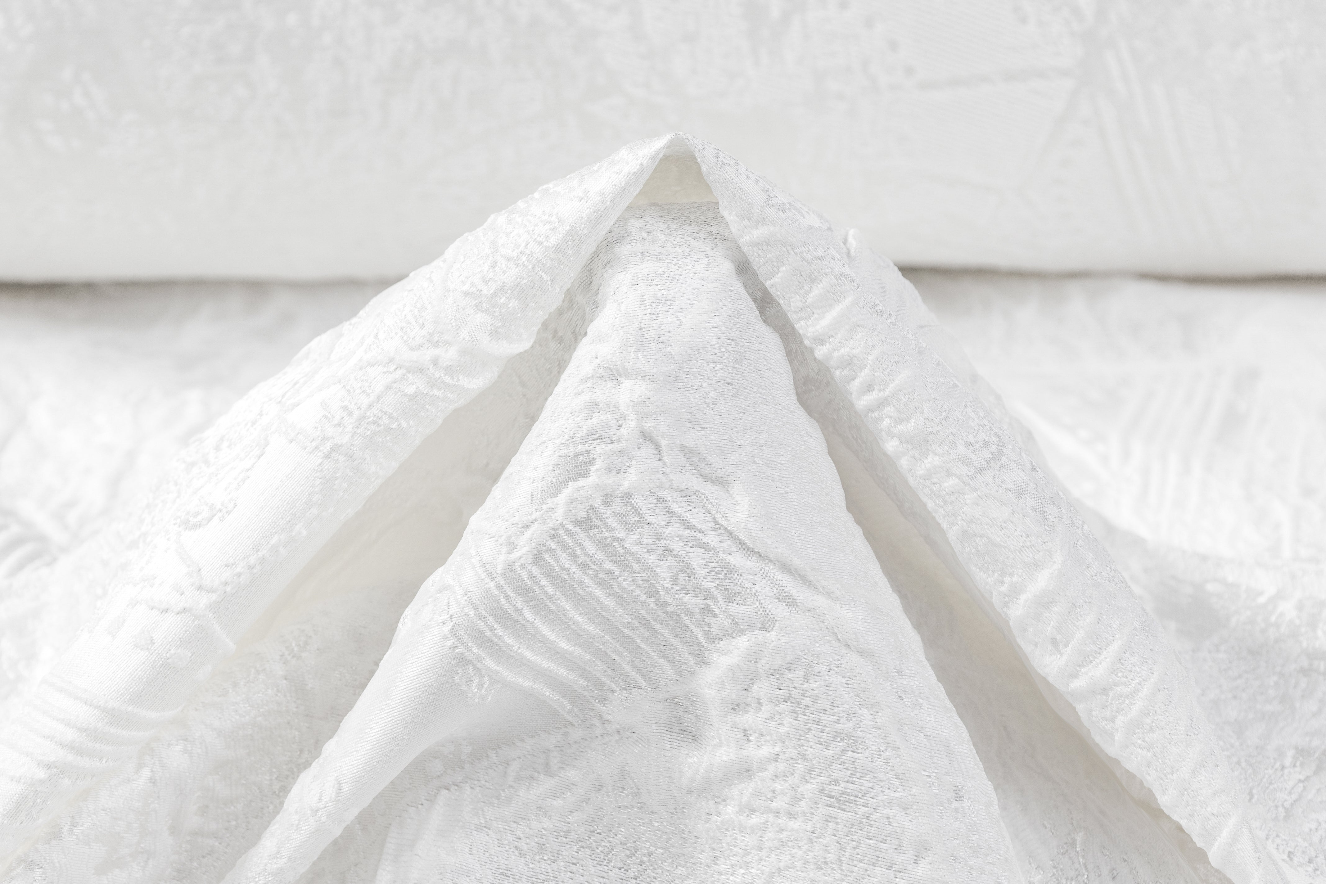 Abstract Metallic Cloqué Brocade - White