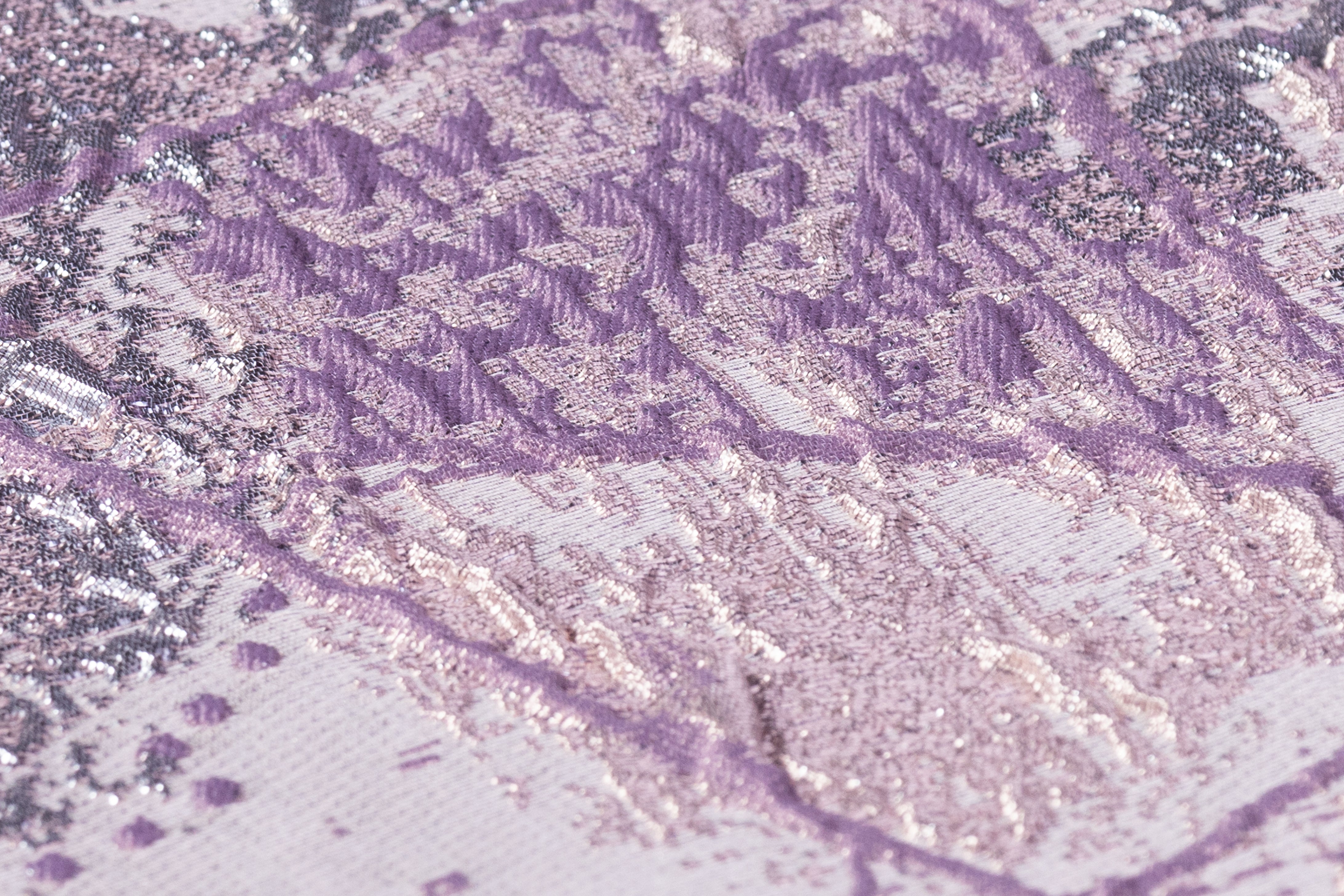 Abstract Metallic Cloqué Brocade - Lavender / Silver