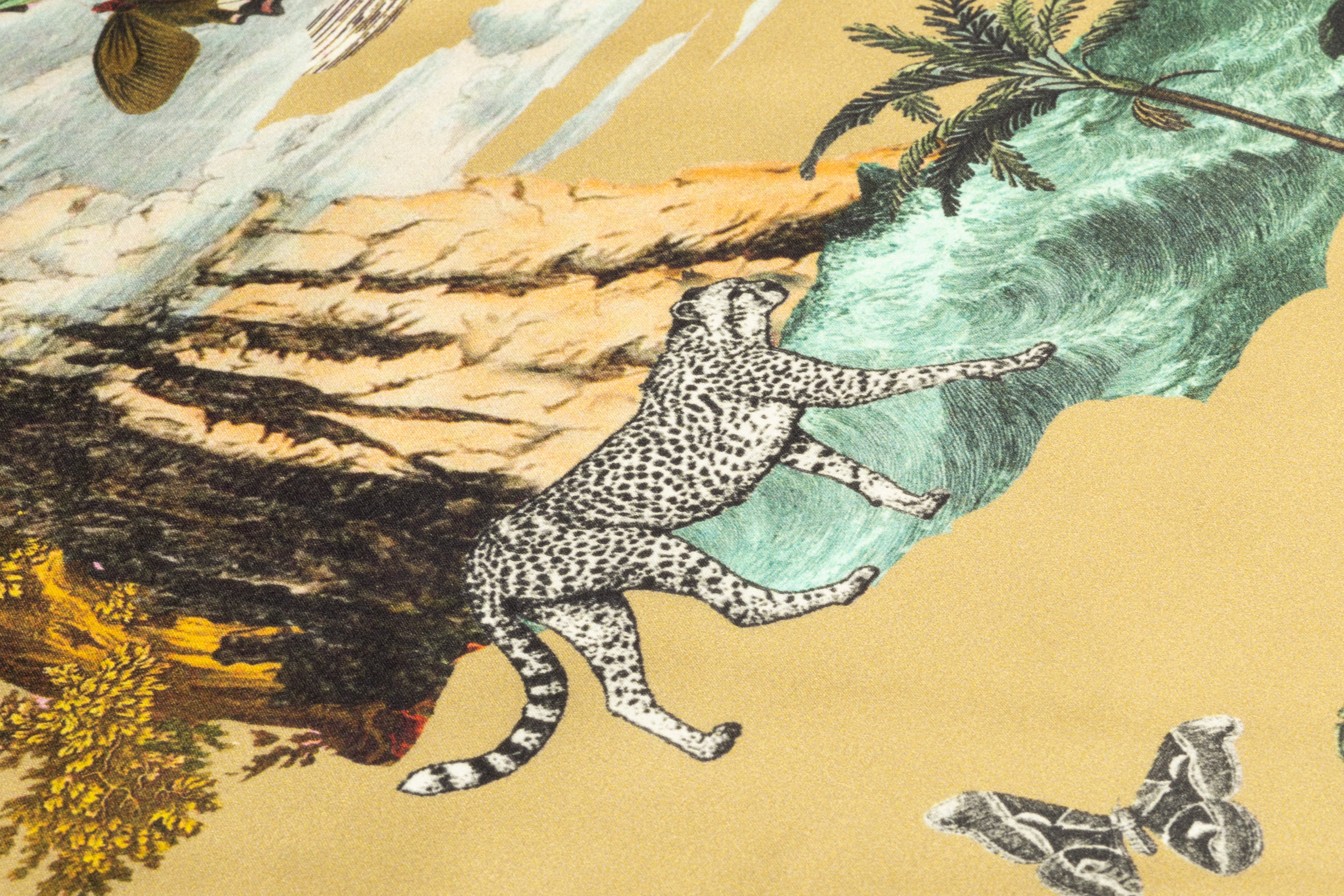 Jungle Toile Italian Silk Charmeuse - Dark Champagne