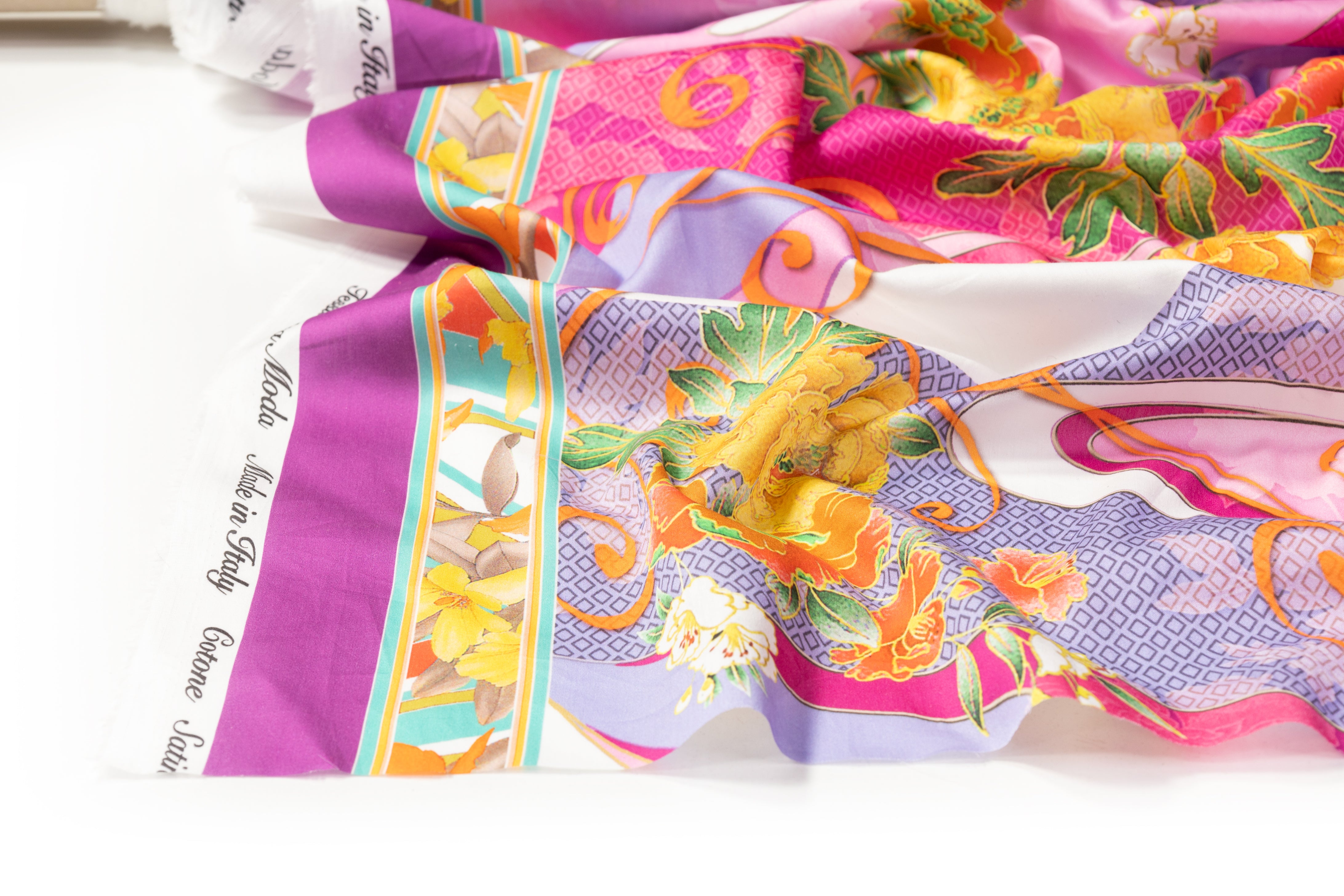 Floral Italian Cotton Sateen - Pink / Lilac