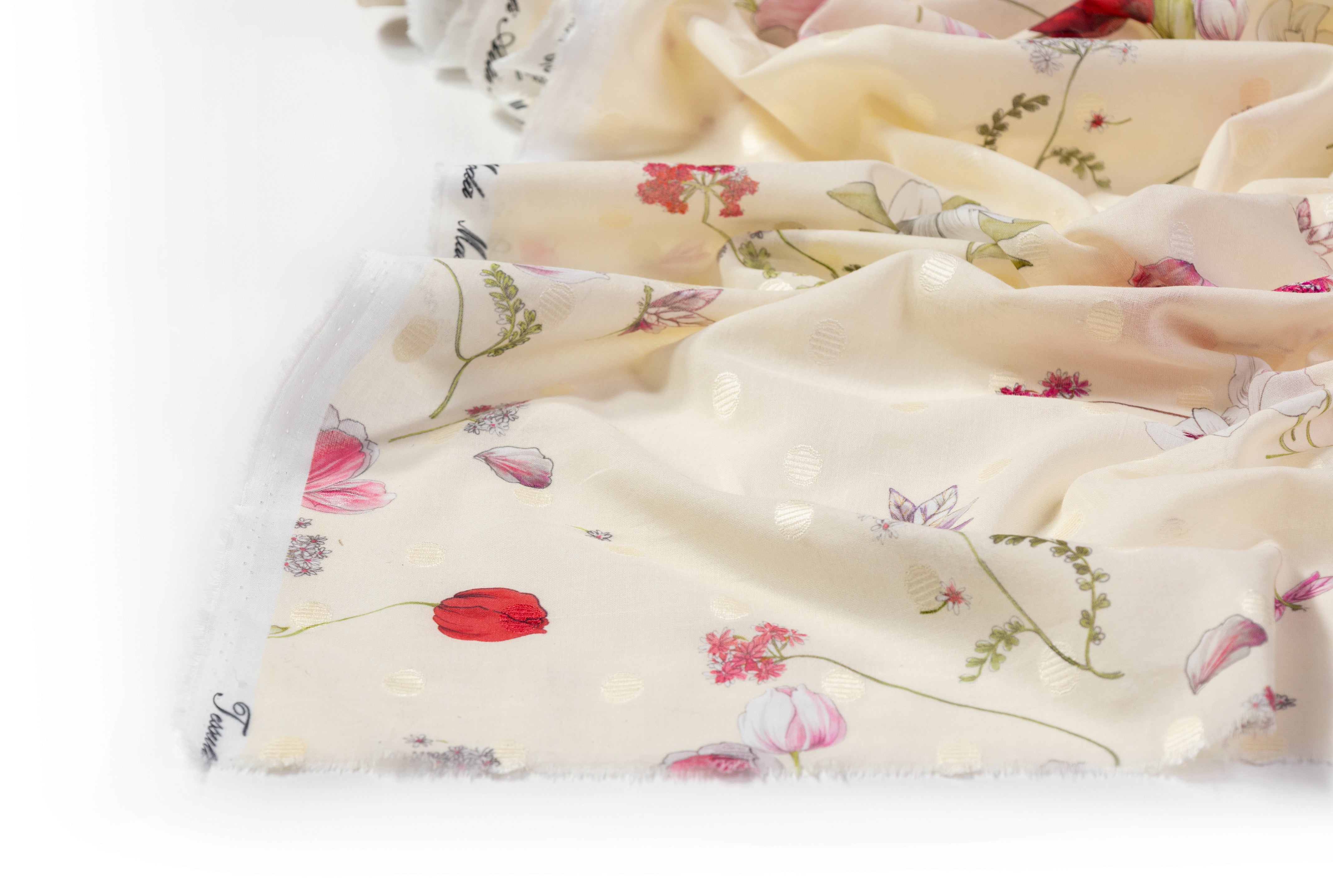 Floral Italian Cotton Voile Fil Coupé - Ivory