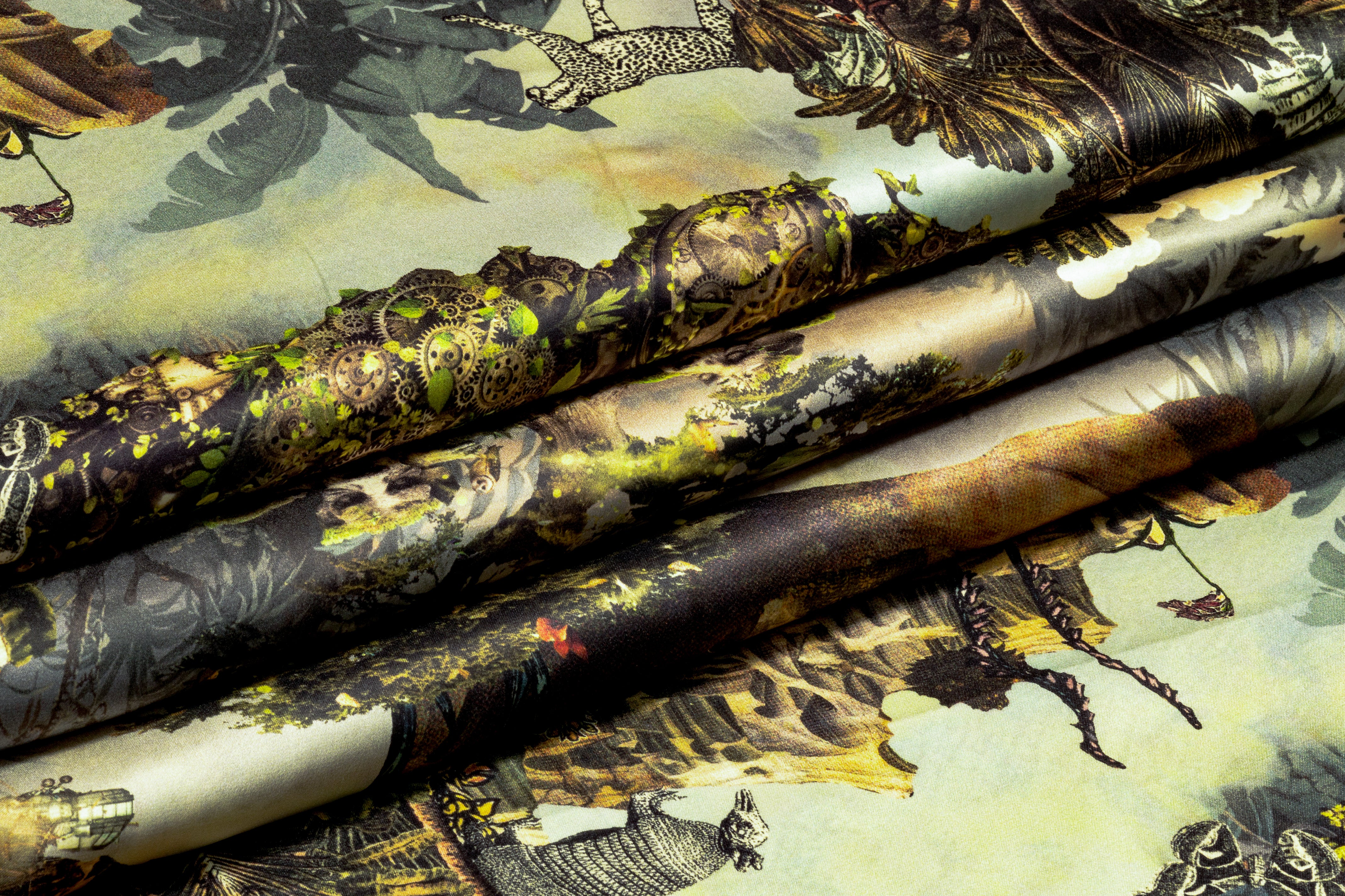 Jungle Toile Italian Silk Charmeuse - Green
