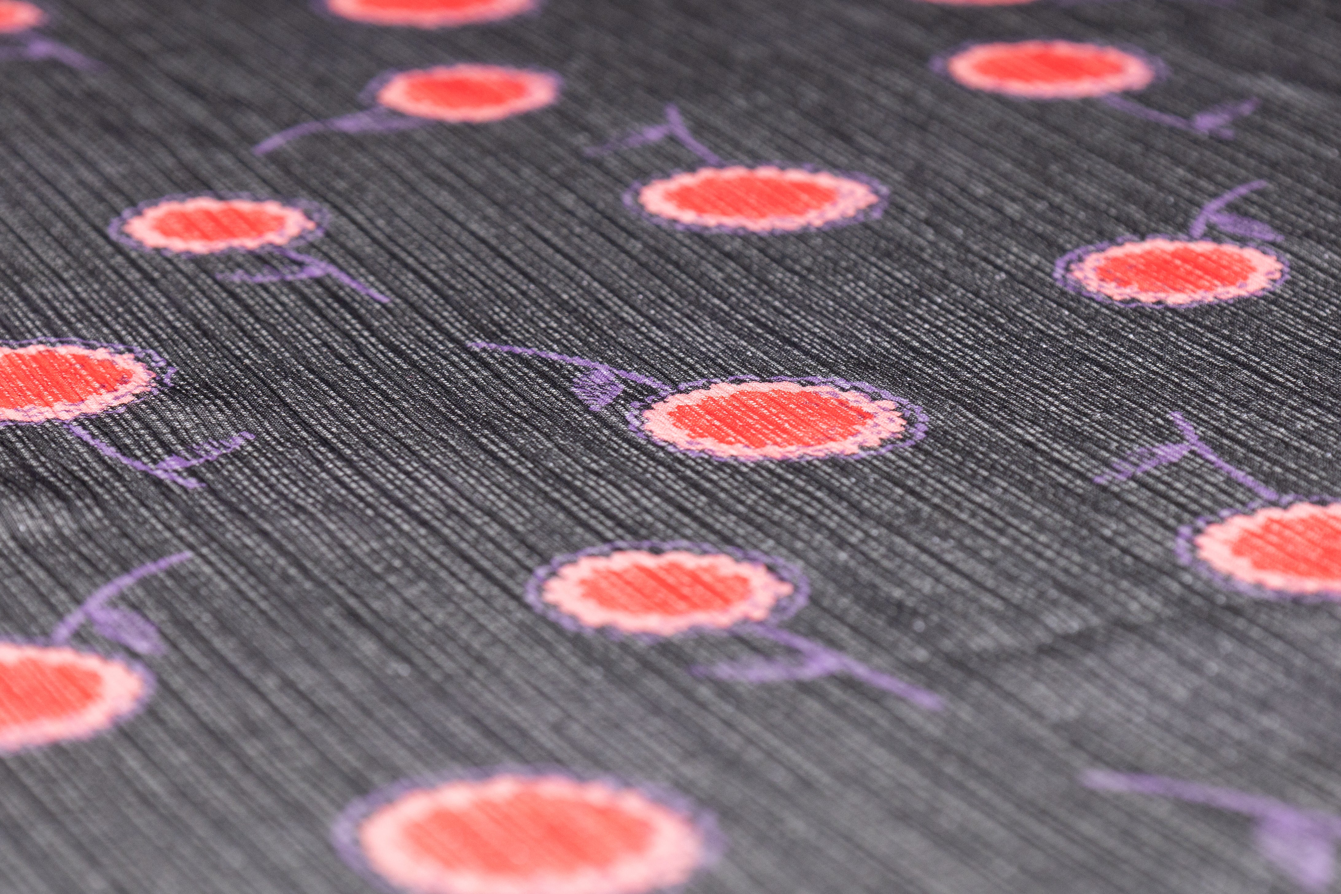 Metallic Silk Chiffon - Black / Red