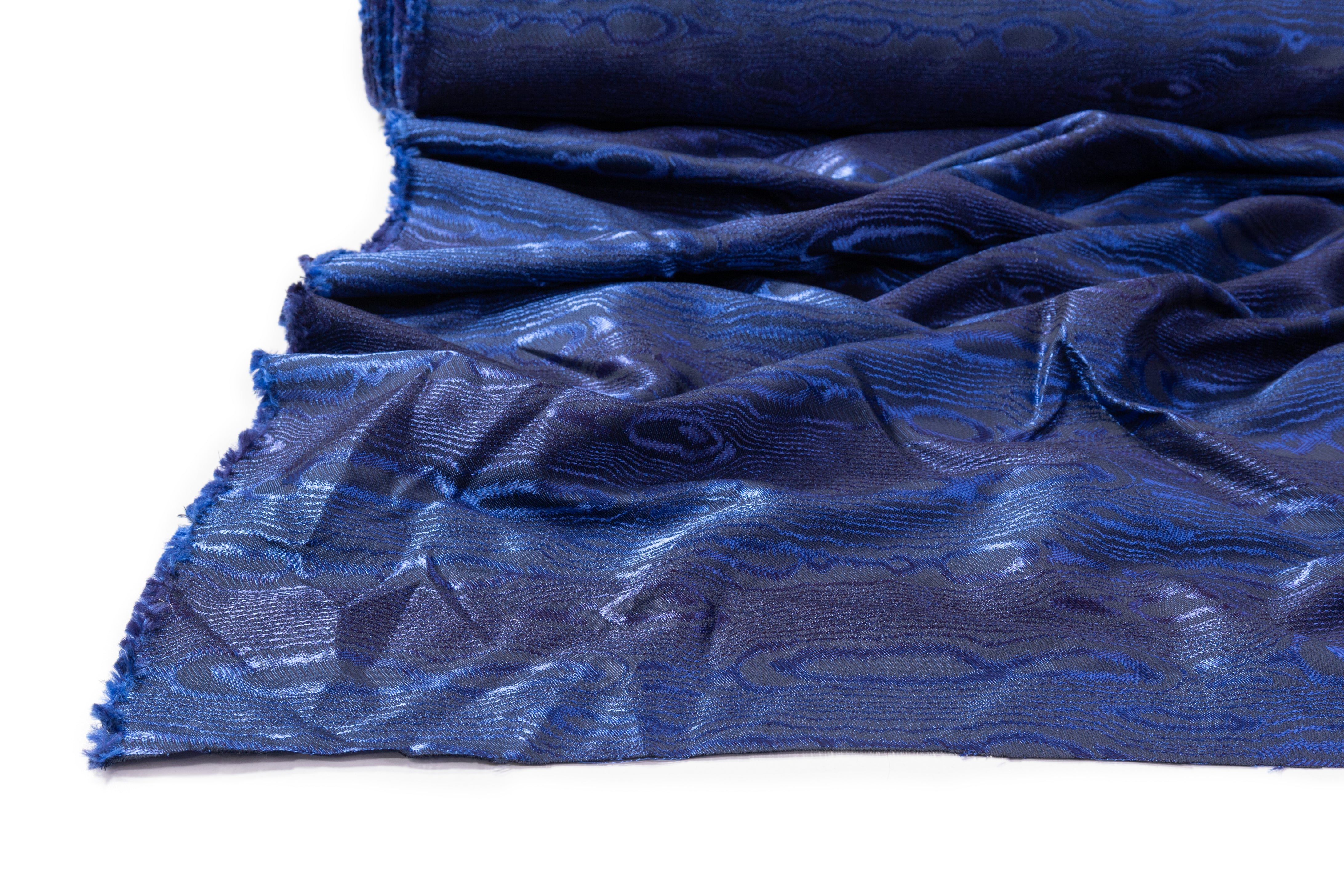 Italian Viscose Moiré Jacquard - Blue