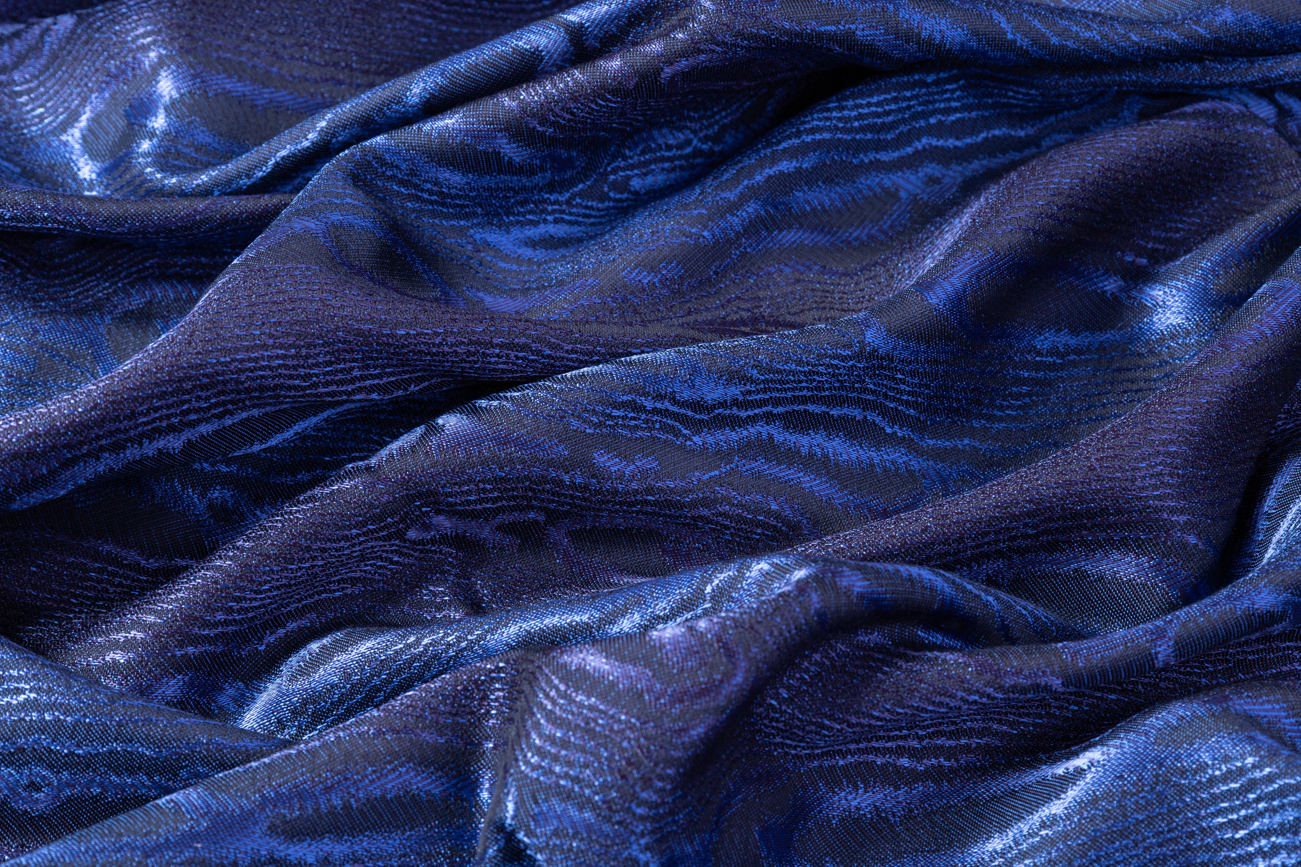 Italian Viscose Moiré Jacquard - Blue