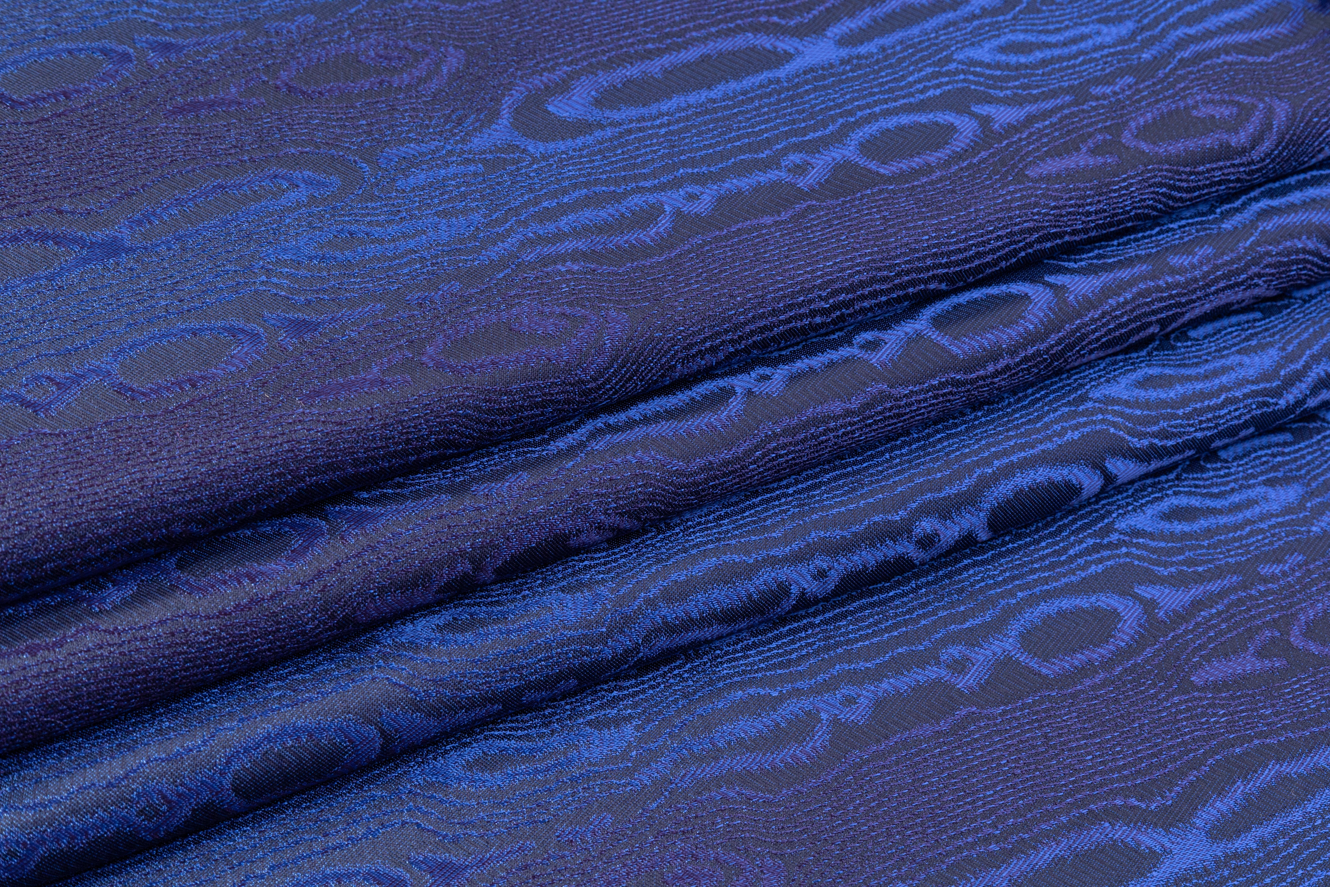 Italian Viscose Moiré Jacquard - Blue