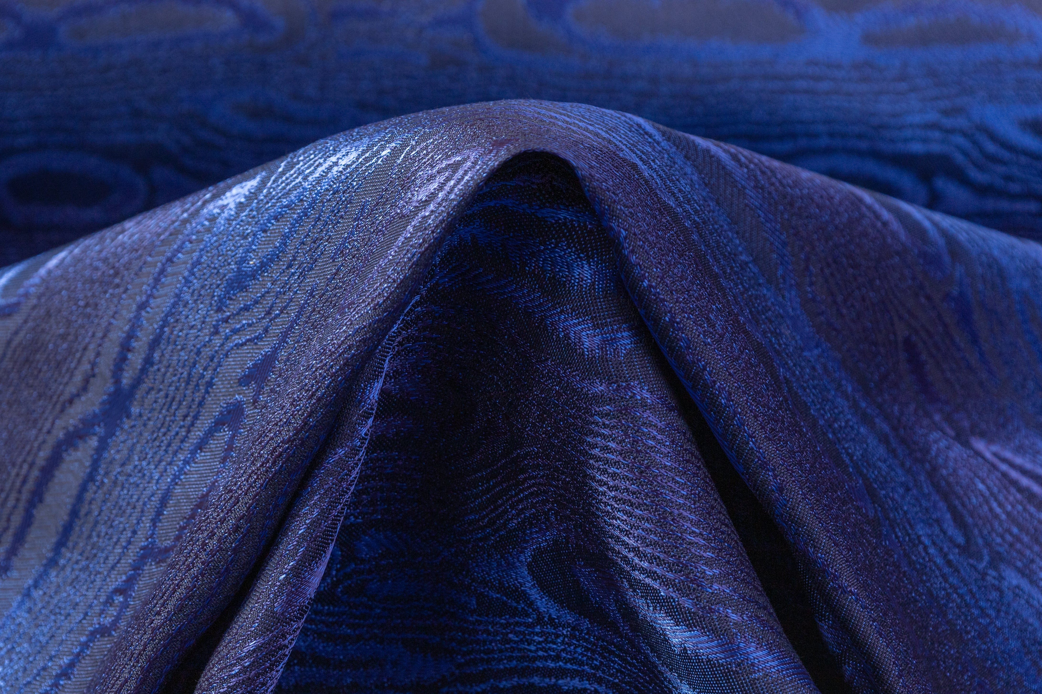 Italian Viscose Moiré Jacquard - Blue