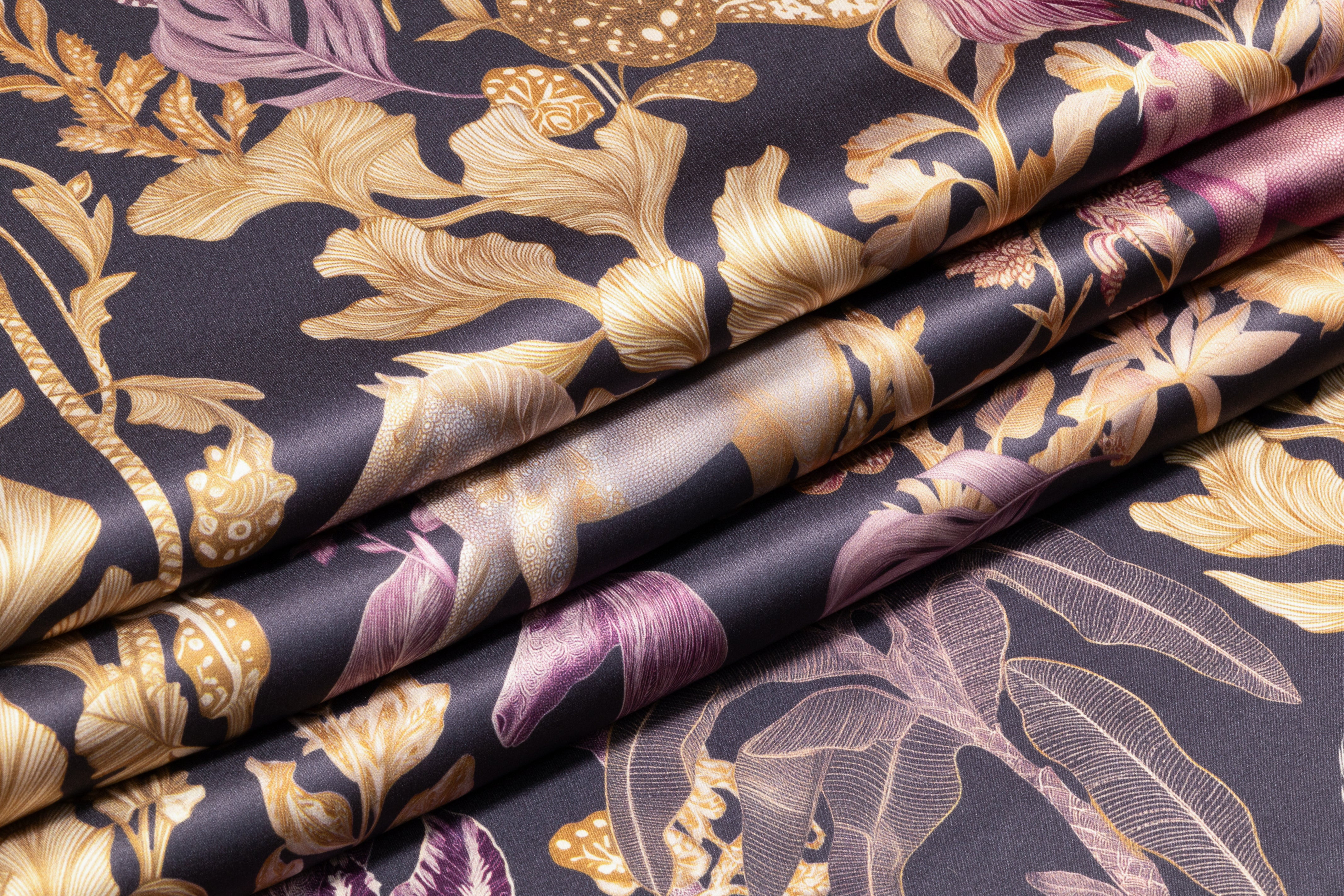 Midnight Pony Garden Italian Silk Charmeuse